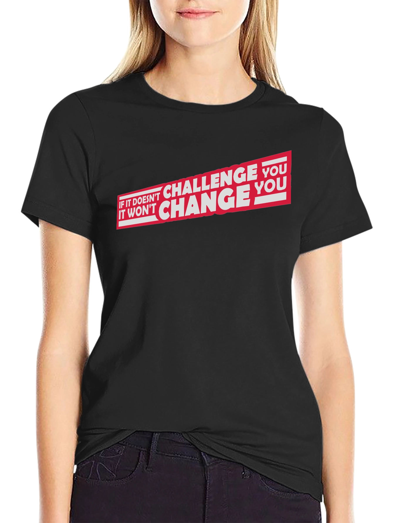 Motivational Challenge You Black Graphic T-Shirt