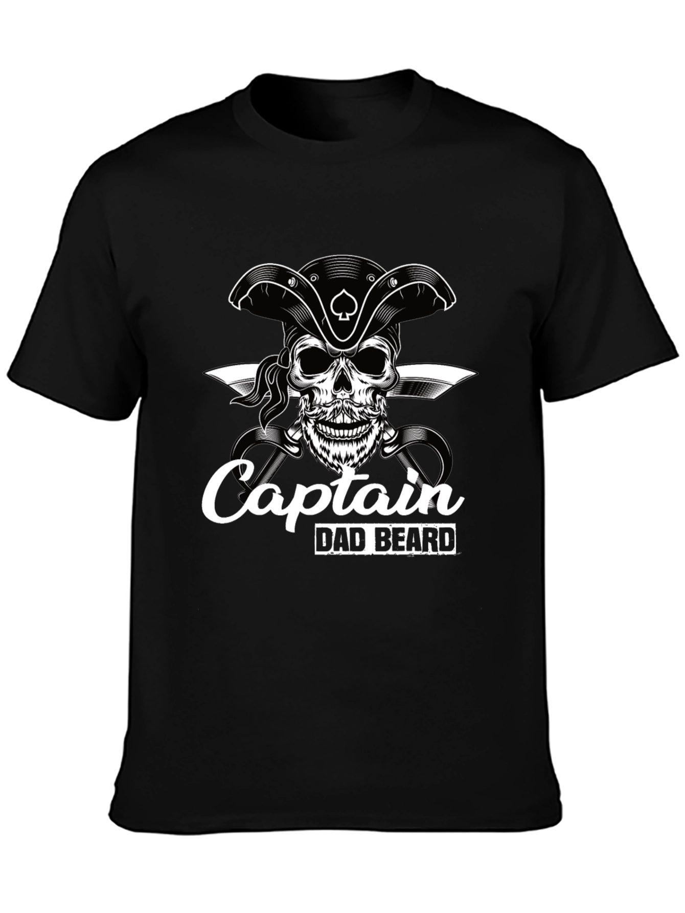 Captain Dad Beard Pirate Skull Graphic T-Shirt