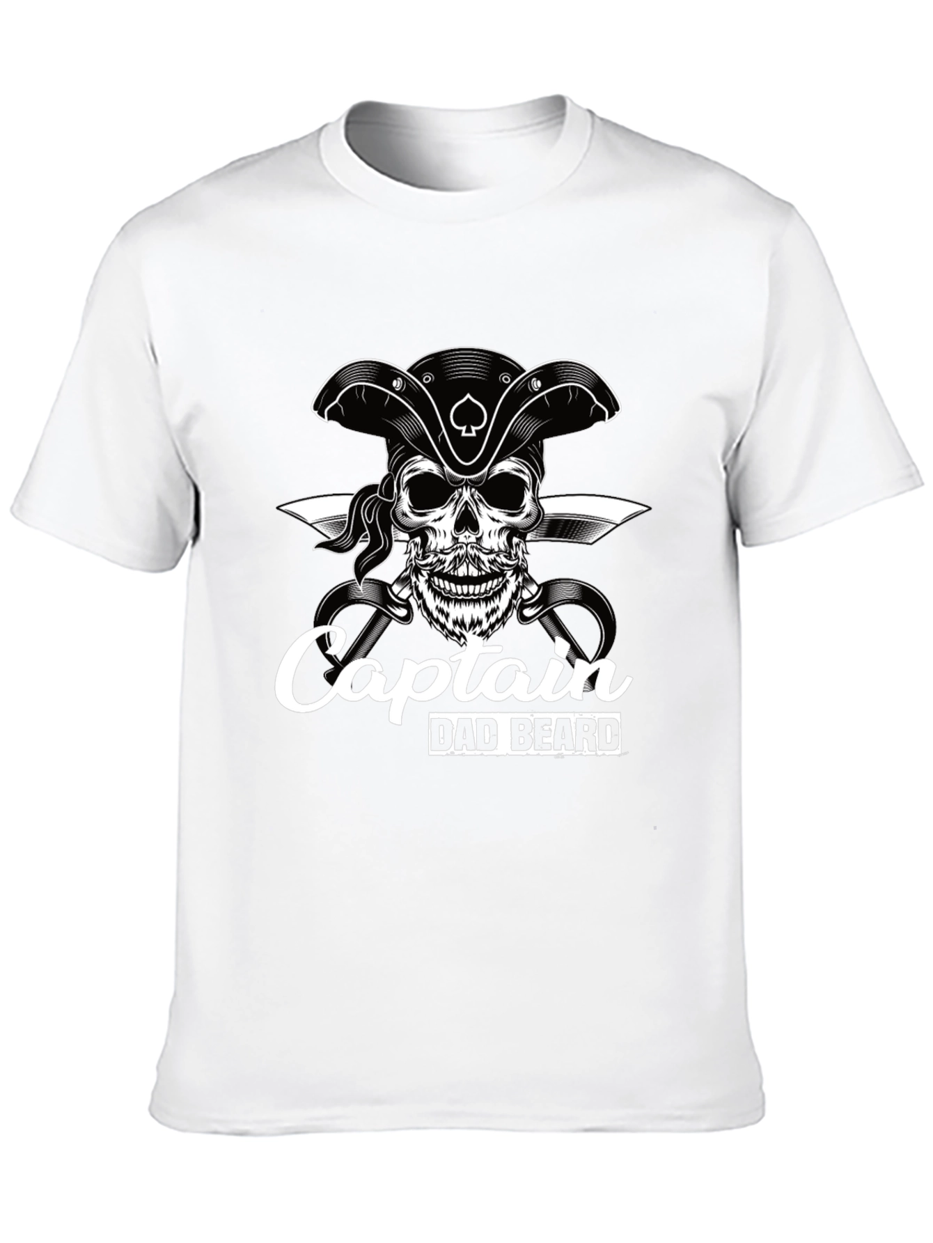 Captain Dad Beard Pirate Skull Graphic T-Shirt