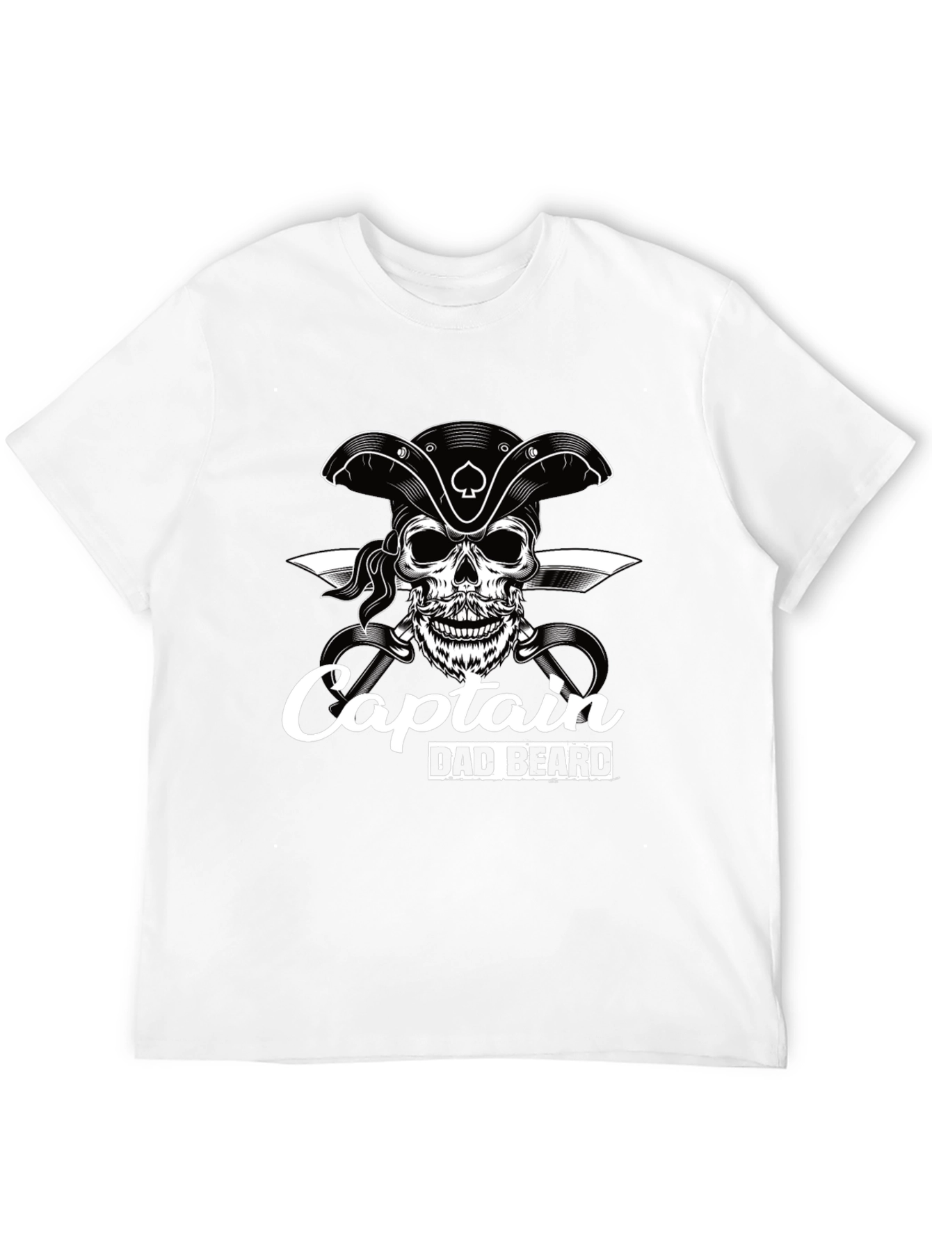Captain Dad Beard Pirate Skull Graphic T-Shirt