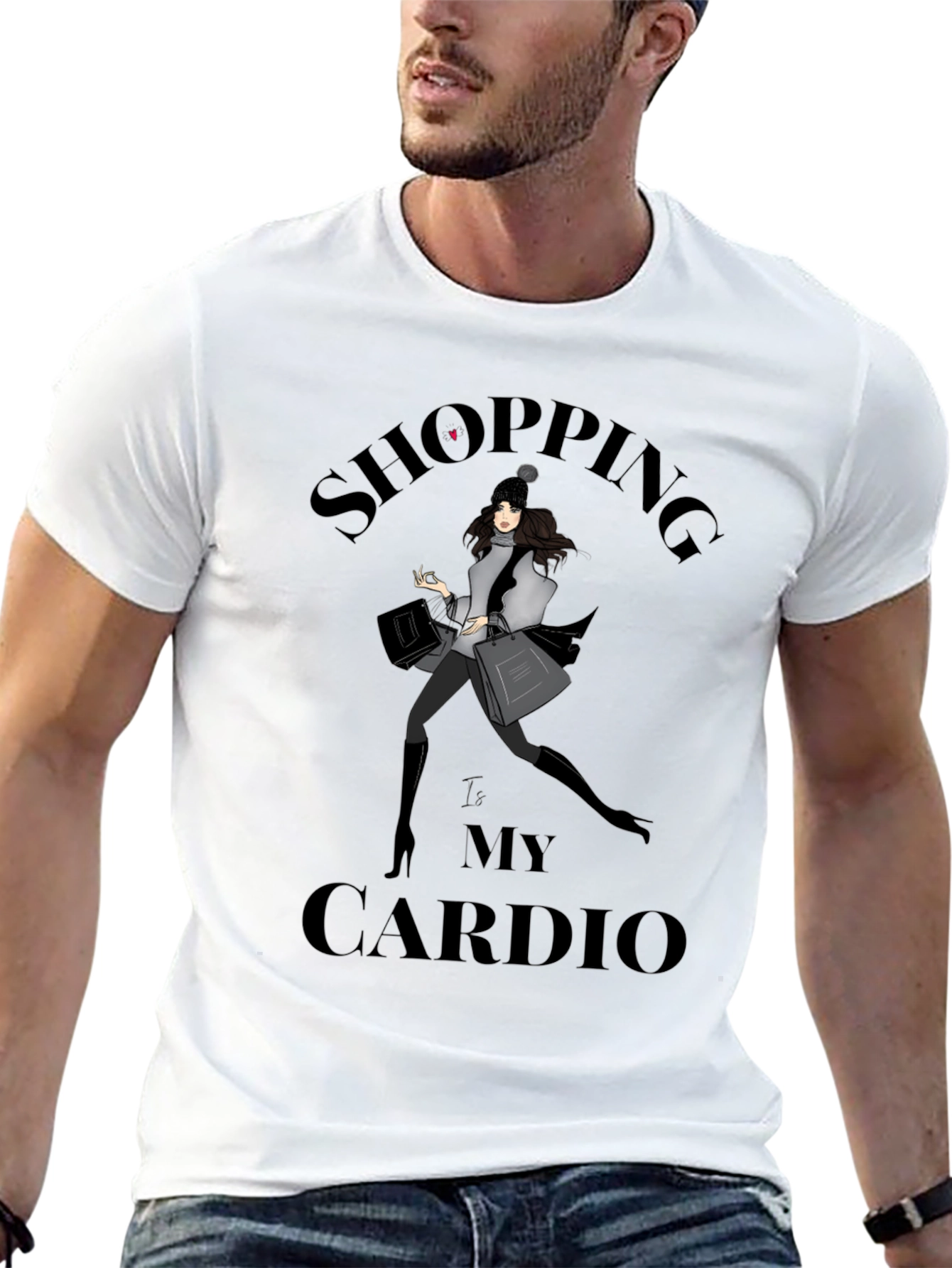Shopping Is My Cardio Black Graphic Tee