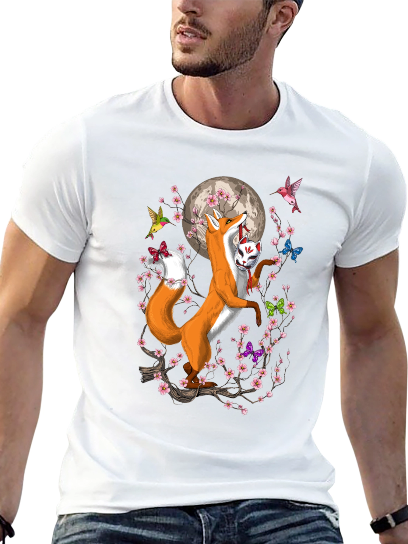 Fox Mask Cherry Blossom T-Shirt