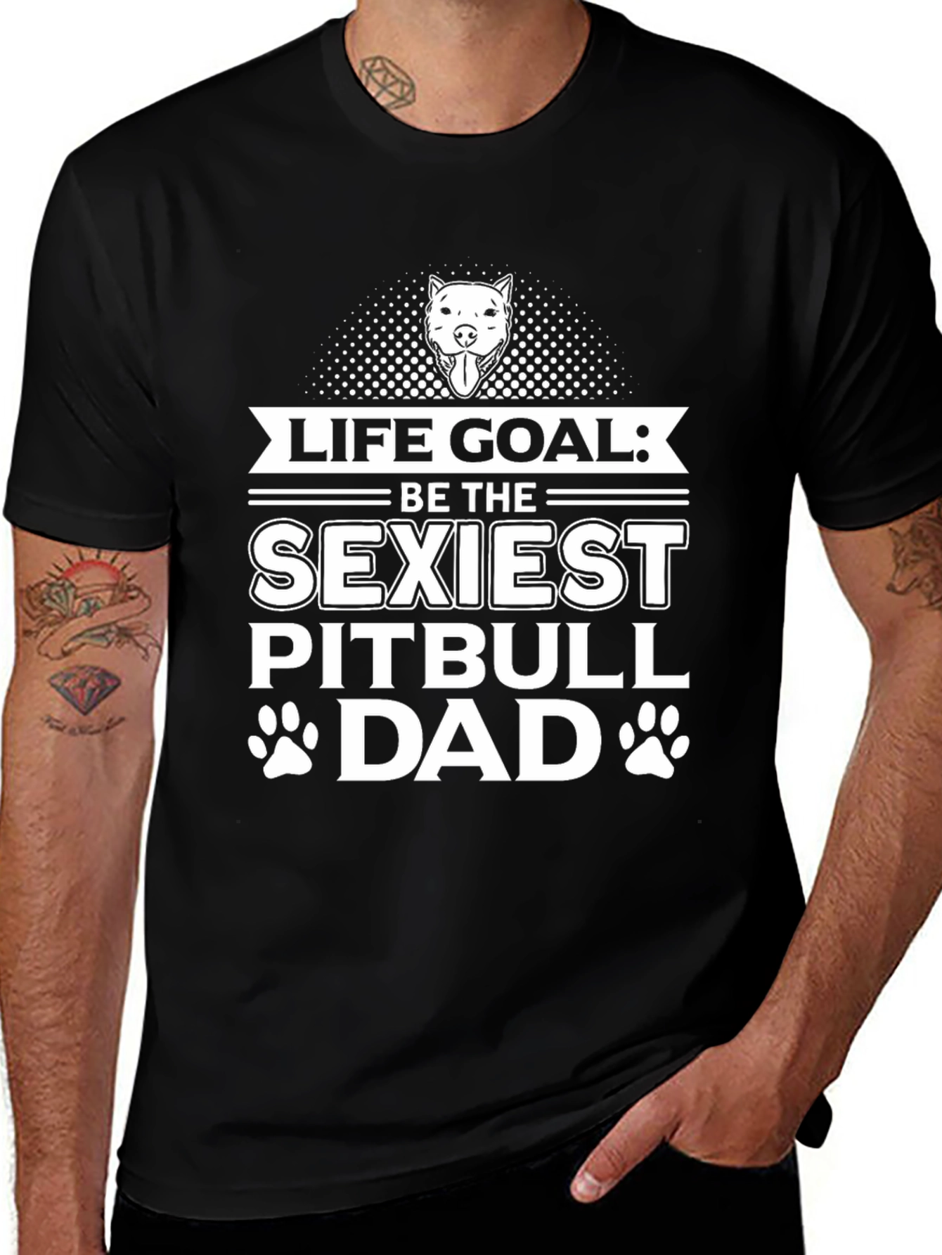 Sexiest Pitbull Dad Graphic Tee - Black