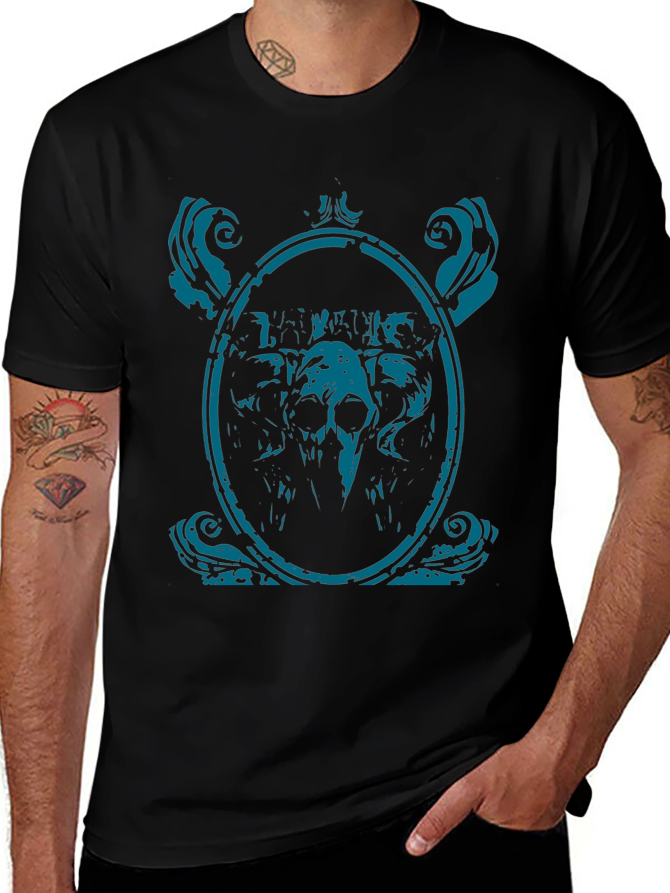 Skull Framed Graphic Tee - Mens Black T-Shirt