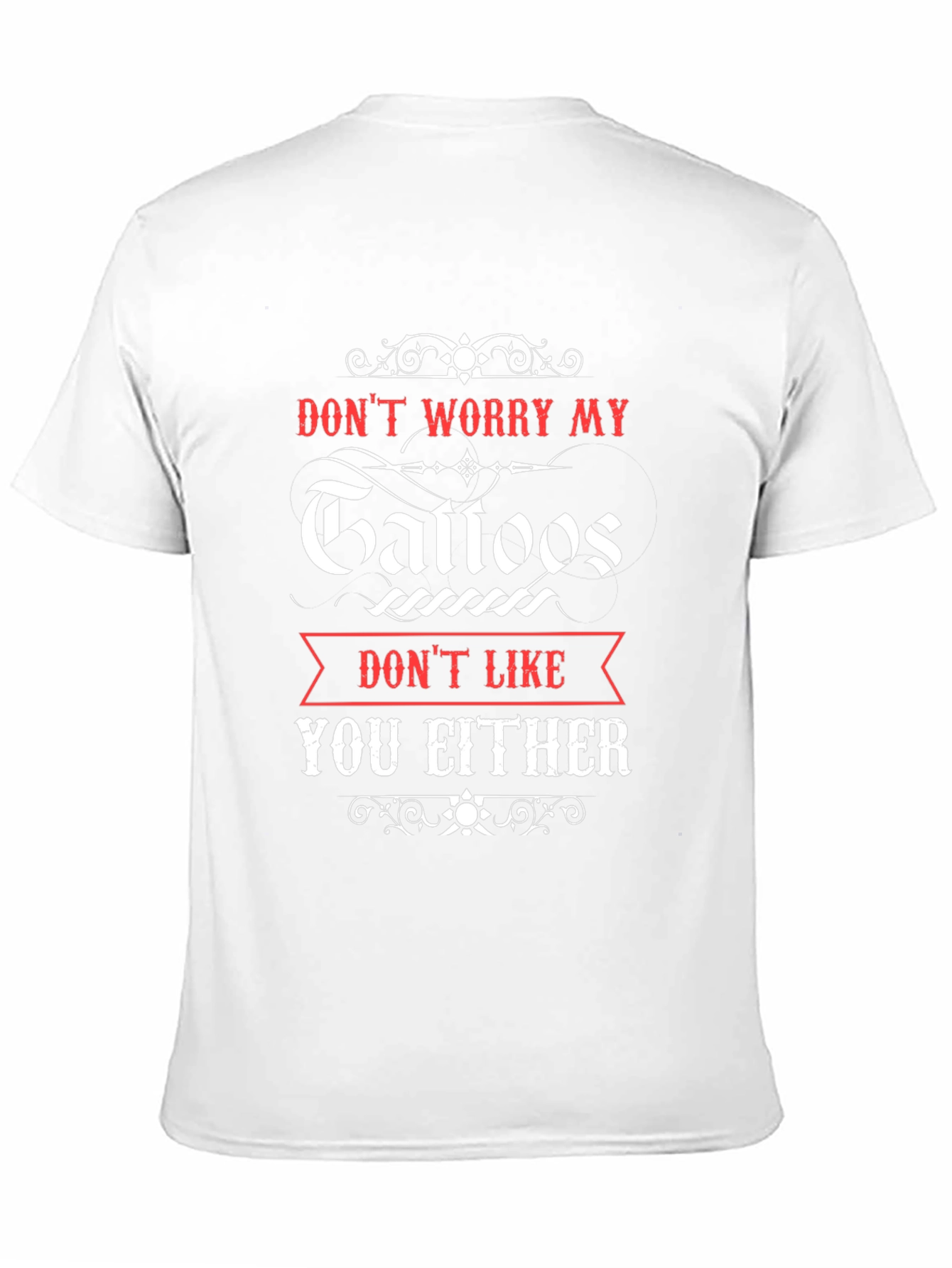 Funny Tattoo Graphic Black Cotton T-Shirt for Men