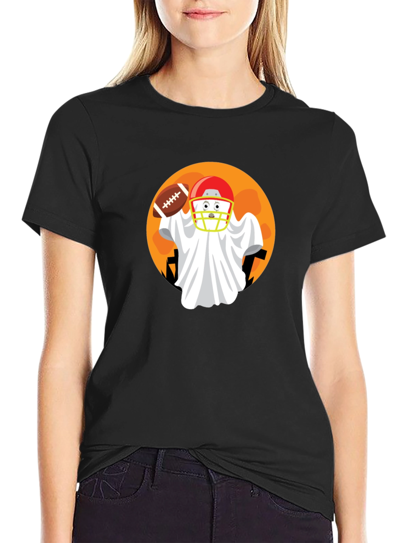 Football Ghost Halloween T-Shirt