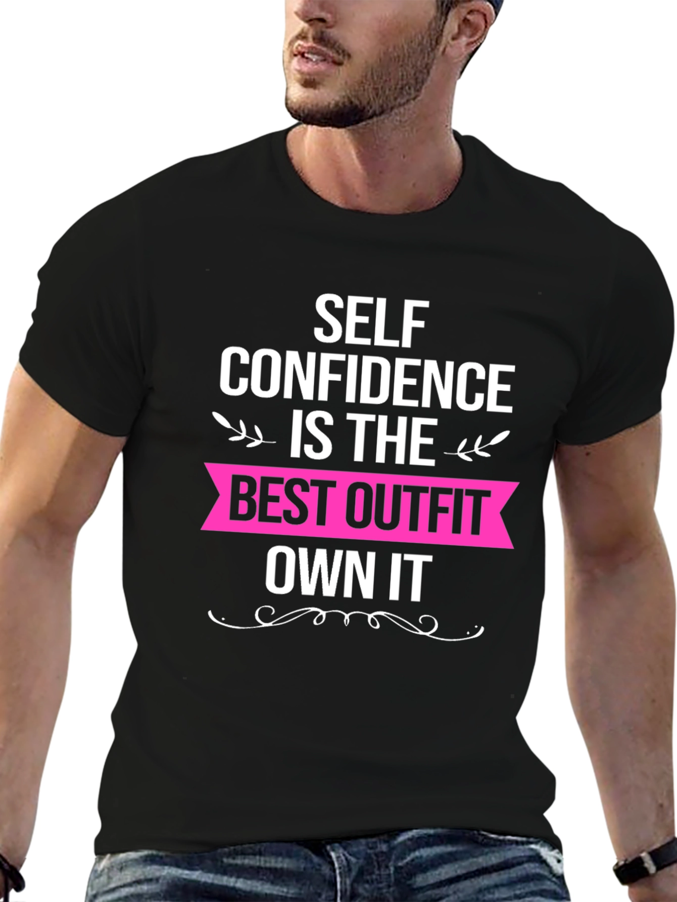 Self Confidence Best Outfit Black Graphic T-Shirt