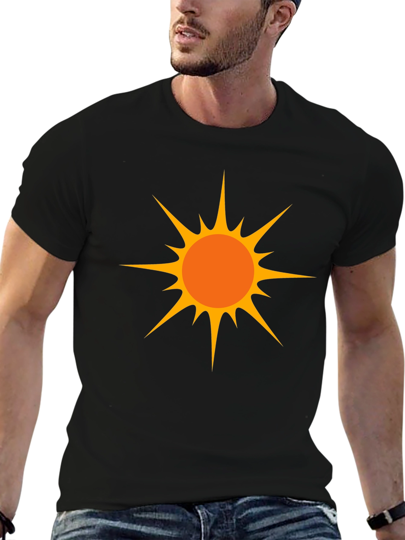 Bold Sun Graphic Tee - Black Cotton Comfort