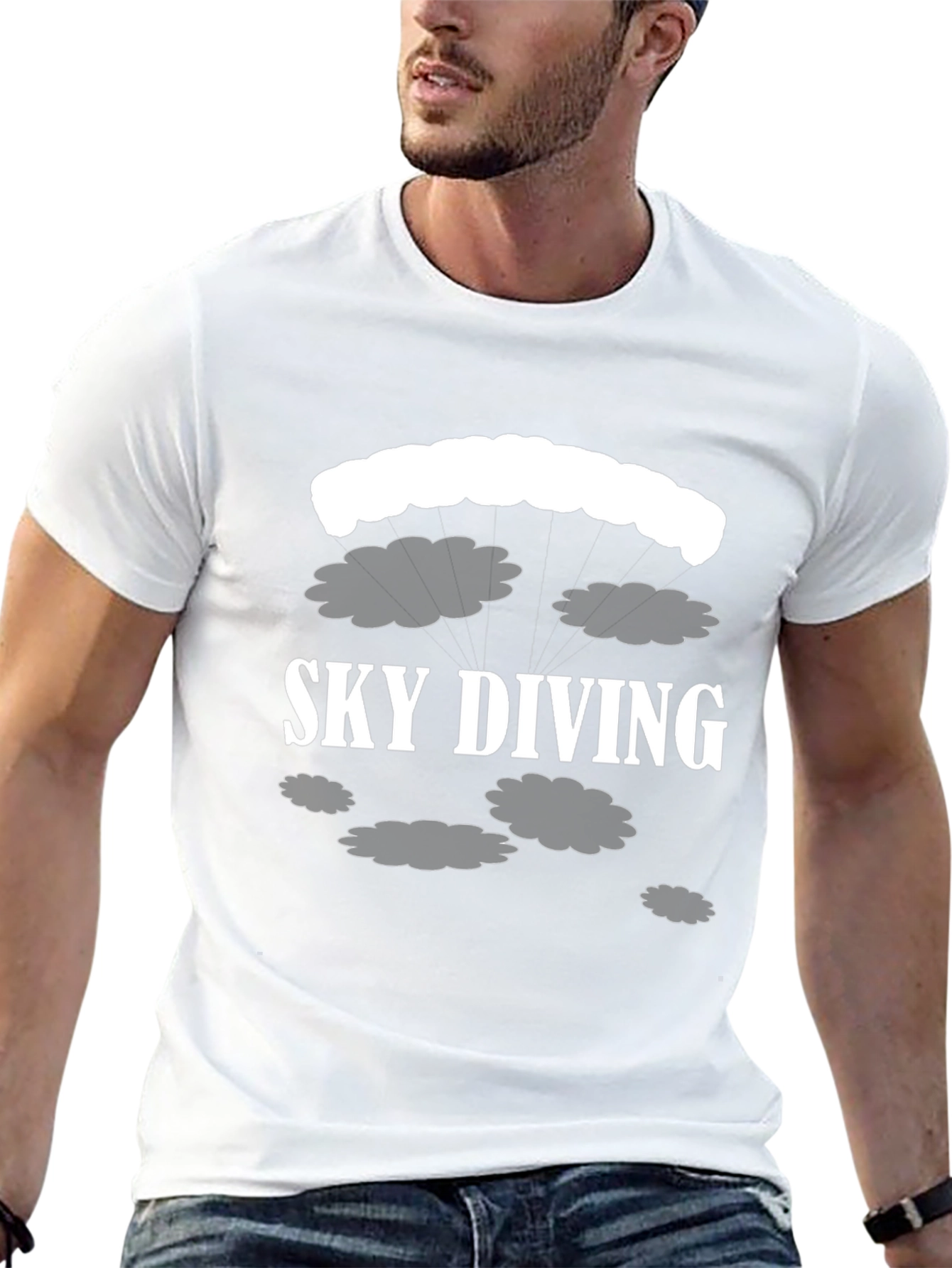 Sky Diving T-Shirt - Black Cotton Tee