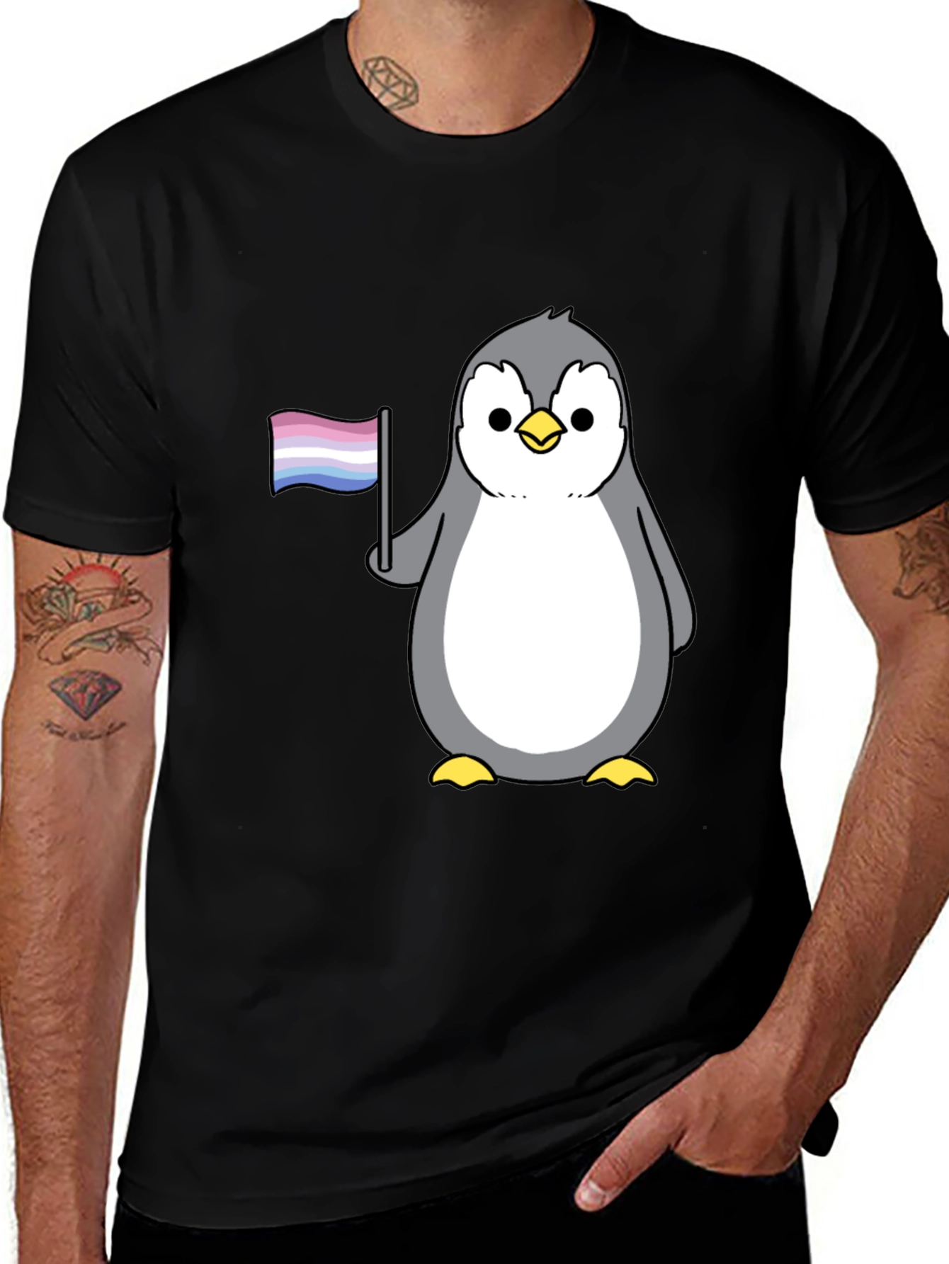 Penguin Pride T-Shirt - Bi Flag Graphic Tee