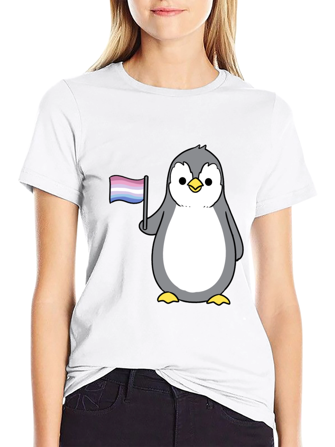 Penguin Pride T-Shirt - Bi Flag Graphic Tee