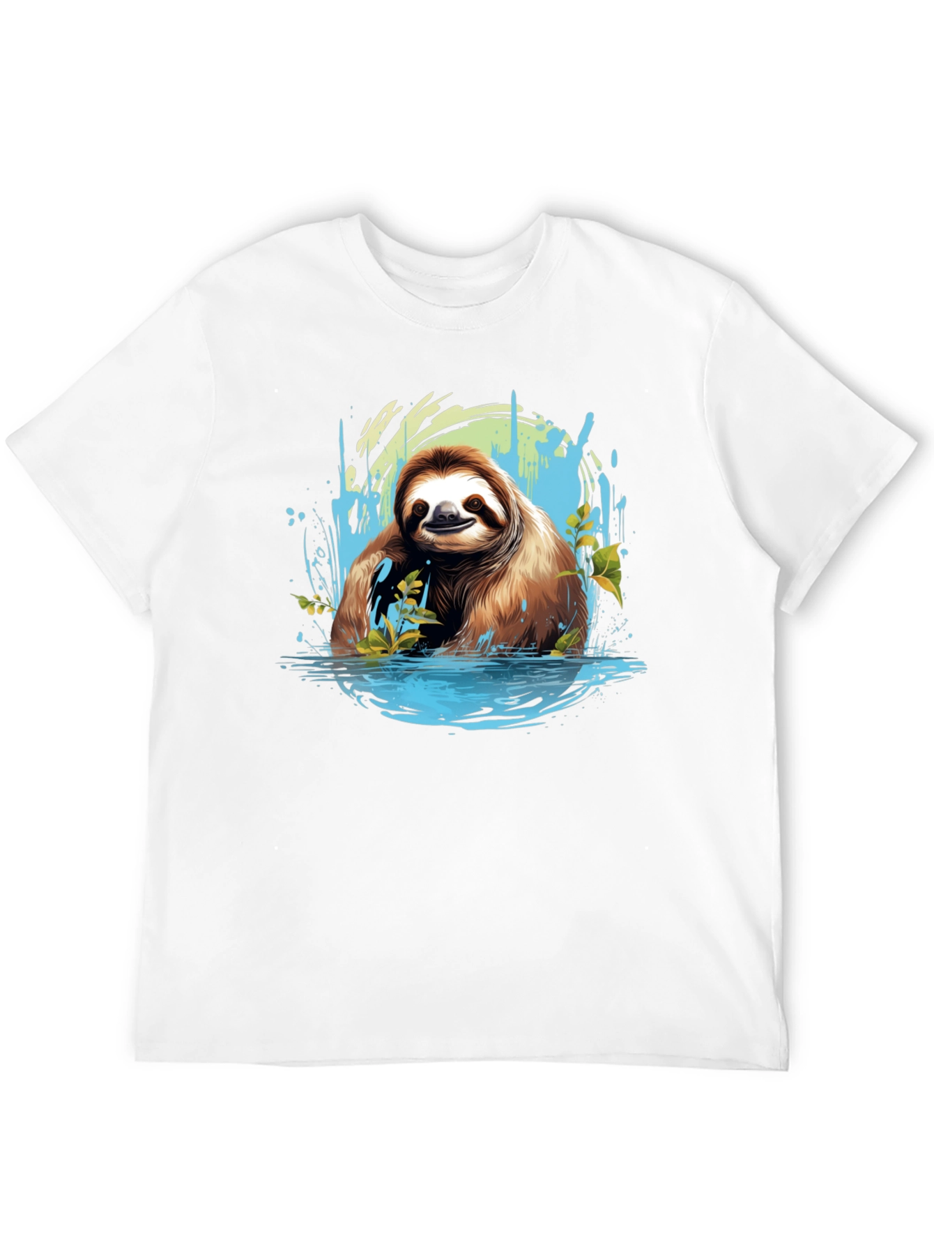Sloth in Water Black T-Shirt - Relaxed Wildlife Tee