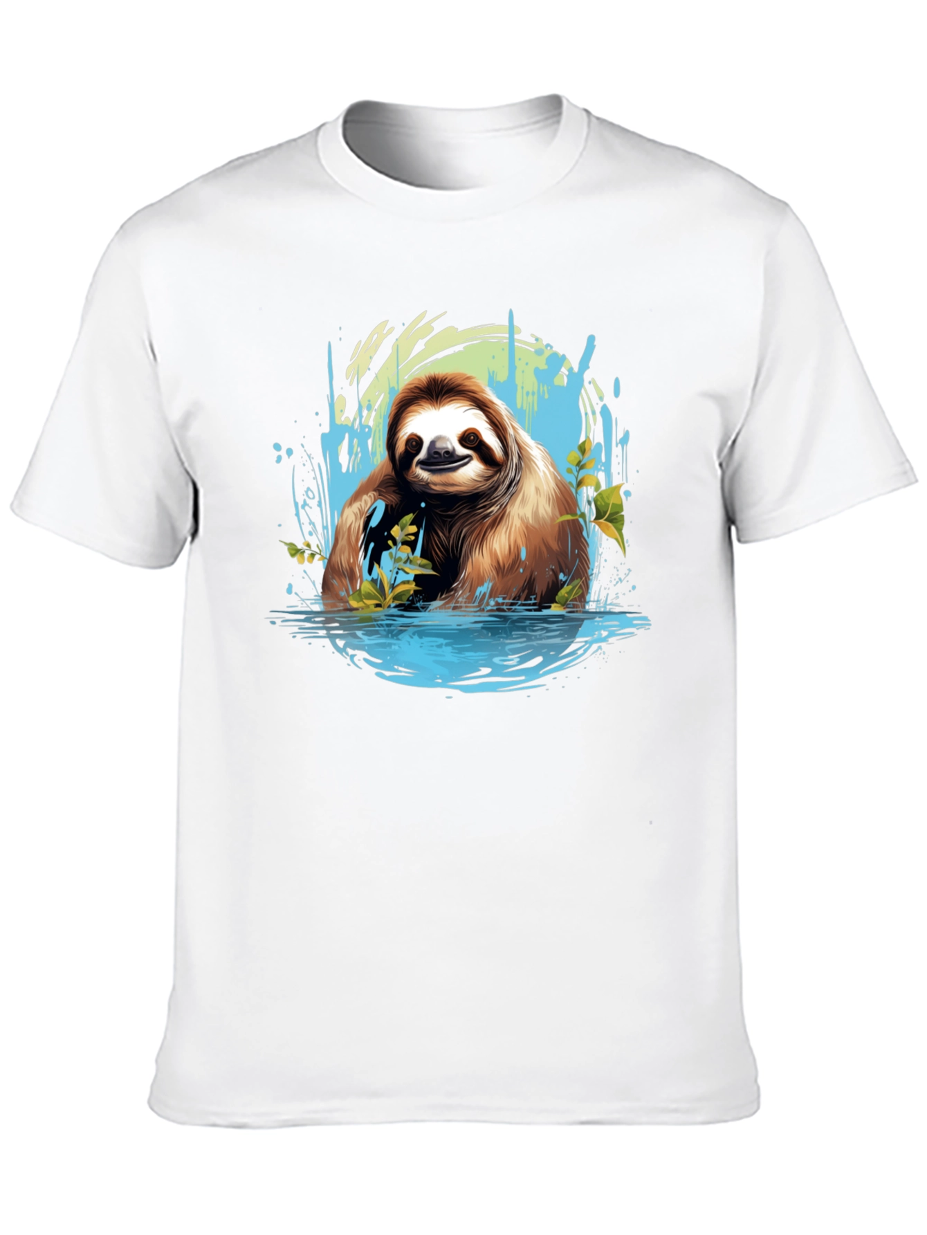 Sloth in Water Black T-Shirt - Relaxed Wildlife Tee