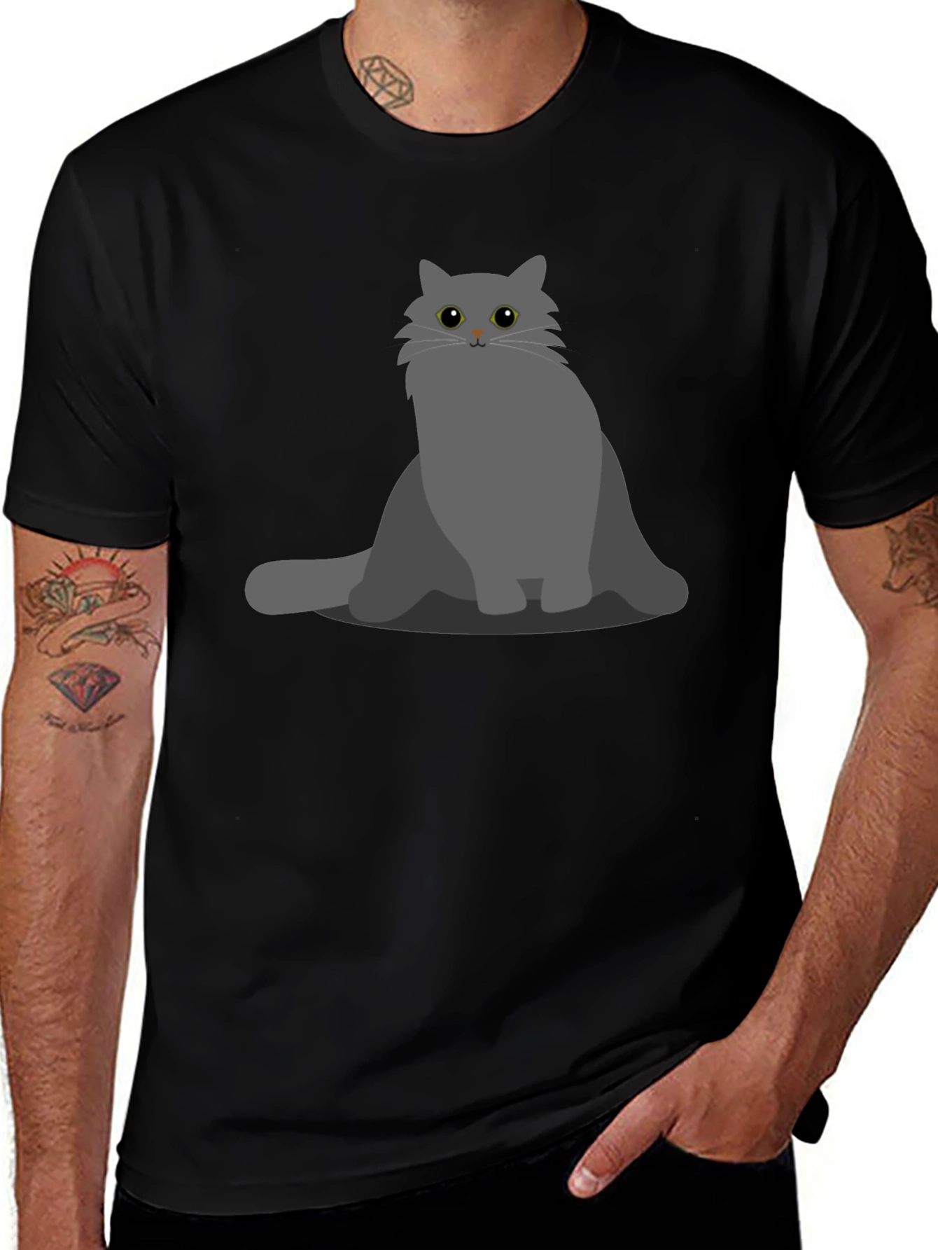 Gray Cat Graphic T-Shirt - Soft Cotton Blend