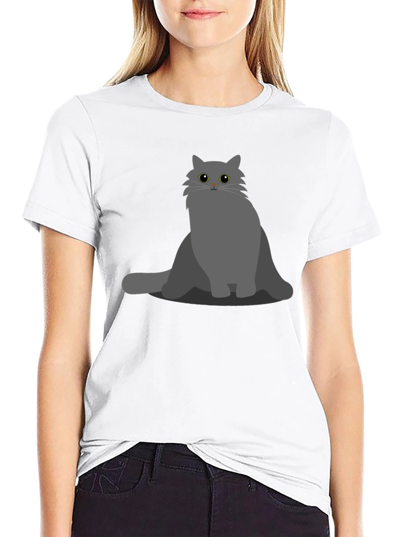 Gray Cat Graphic T-Shirt - Soft Cotton Blend