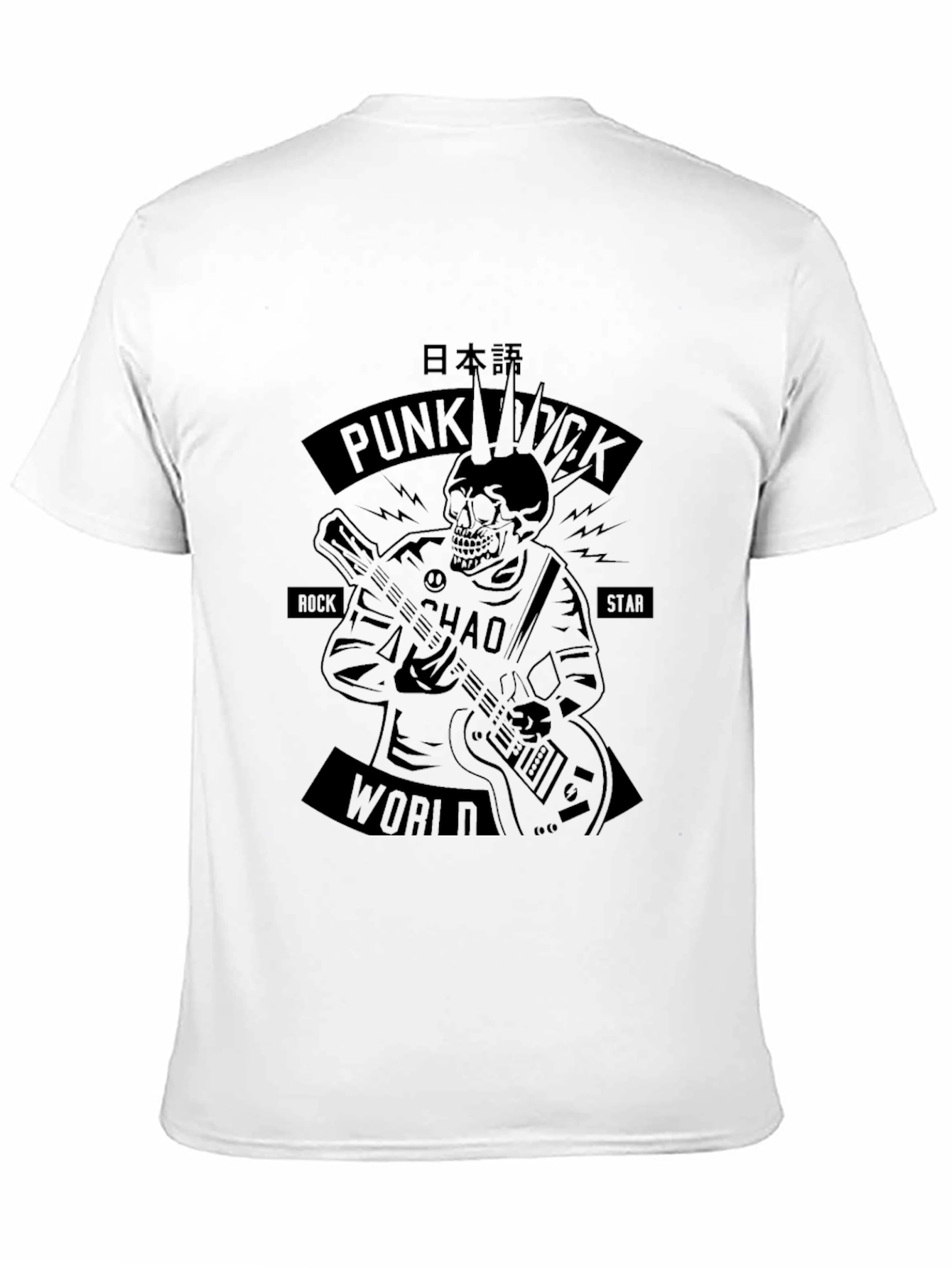Punk Rock Skeleton Graphic Tee - Black