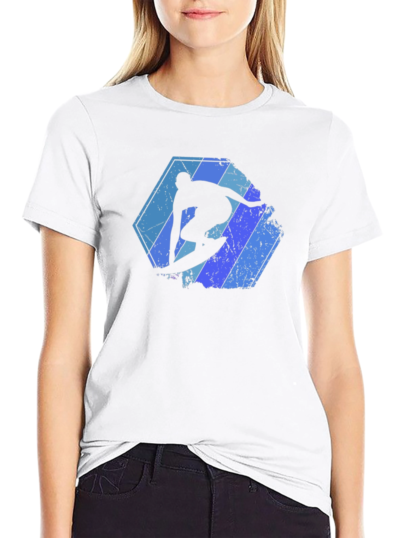 Surfing Silhouette Graphic Tee - Black
