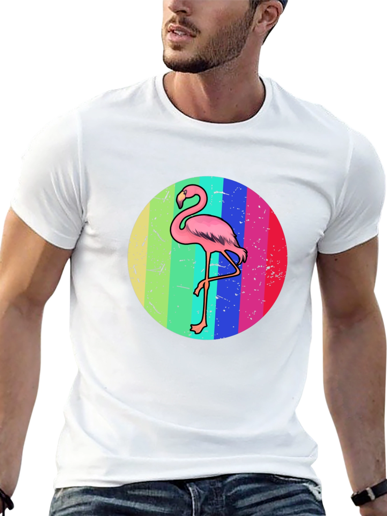 Retro Flamingo T-Shirt - Black Graphic Tee