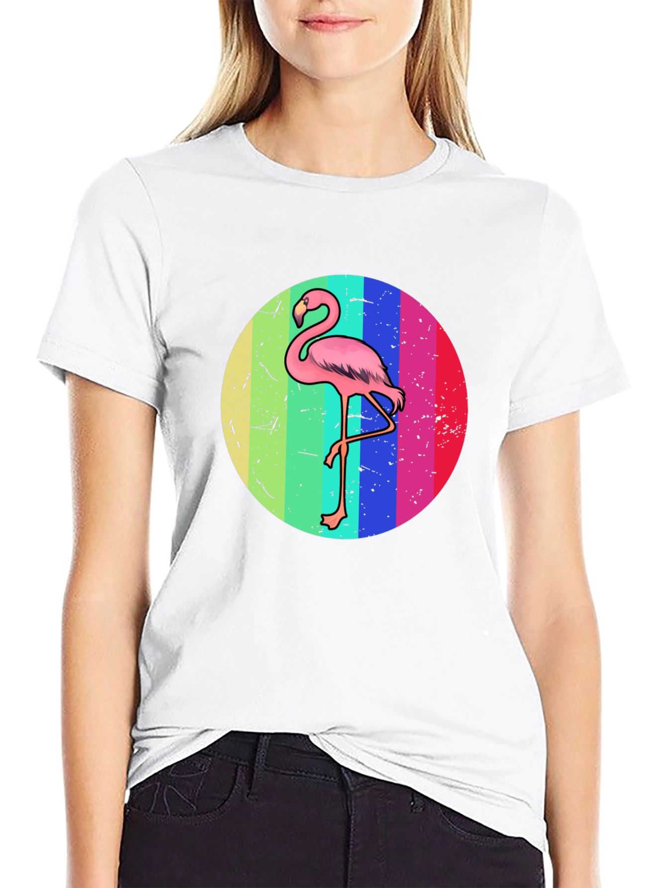 Retro Flamingo T-Shirt - Black Graphic Tee