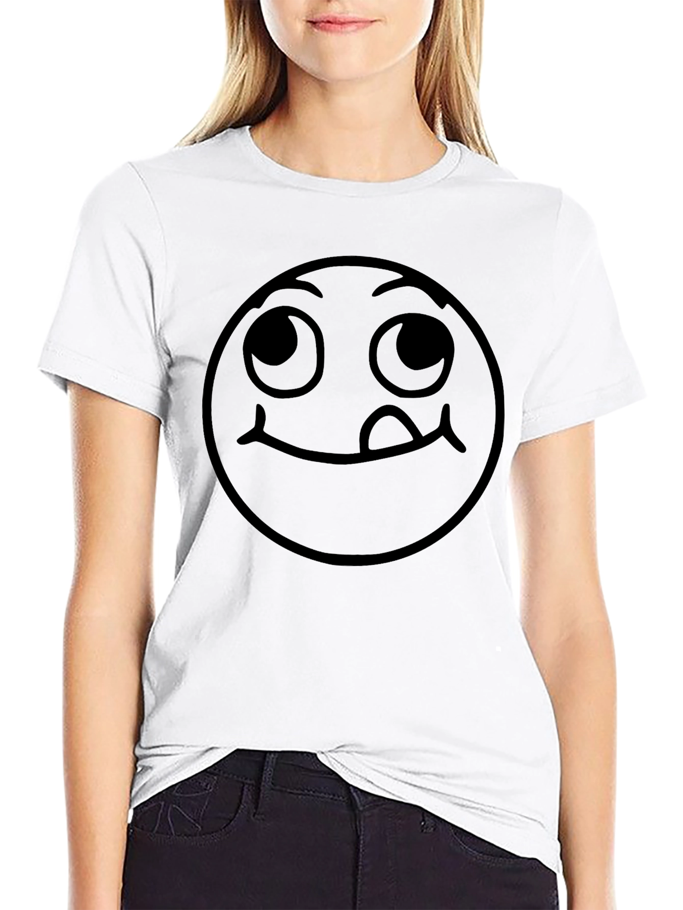 Whimsical Emoji Graphic Tee - Black