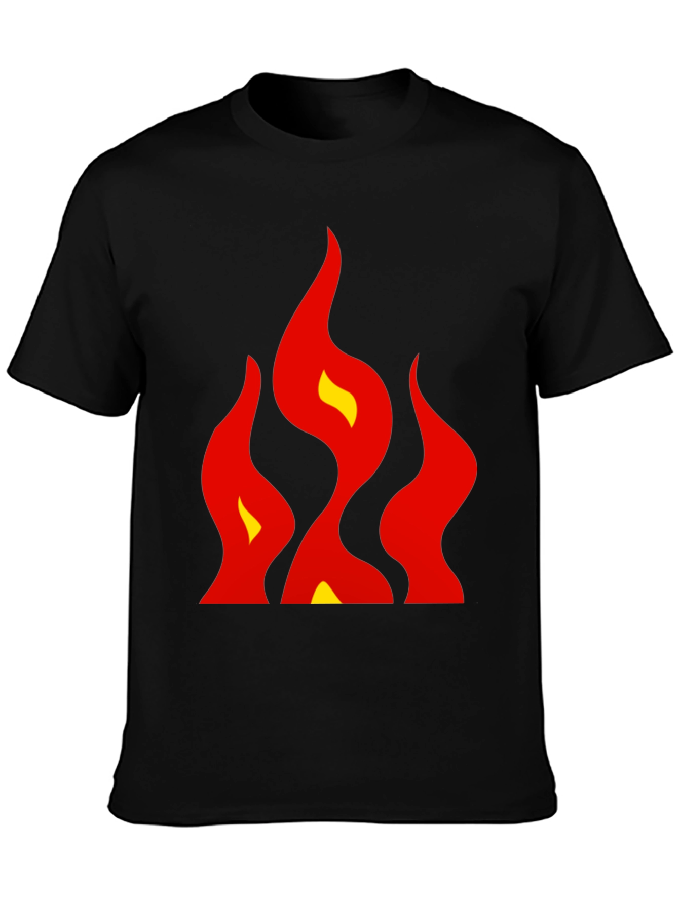 Bold Flames Graphic Tee - Black Cotton
