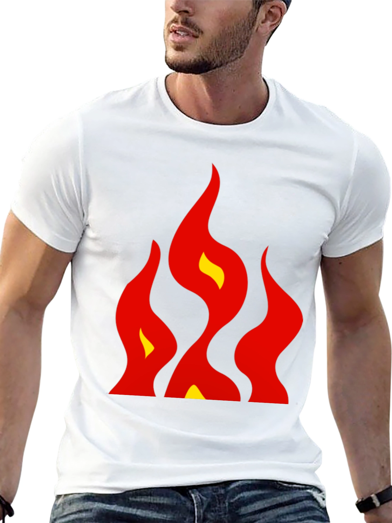Bold Flames Graphic Tee - Black Cotton