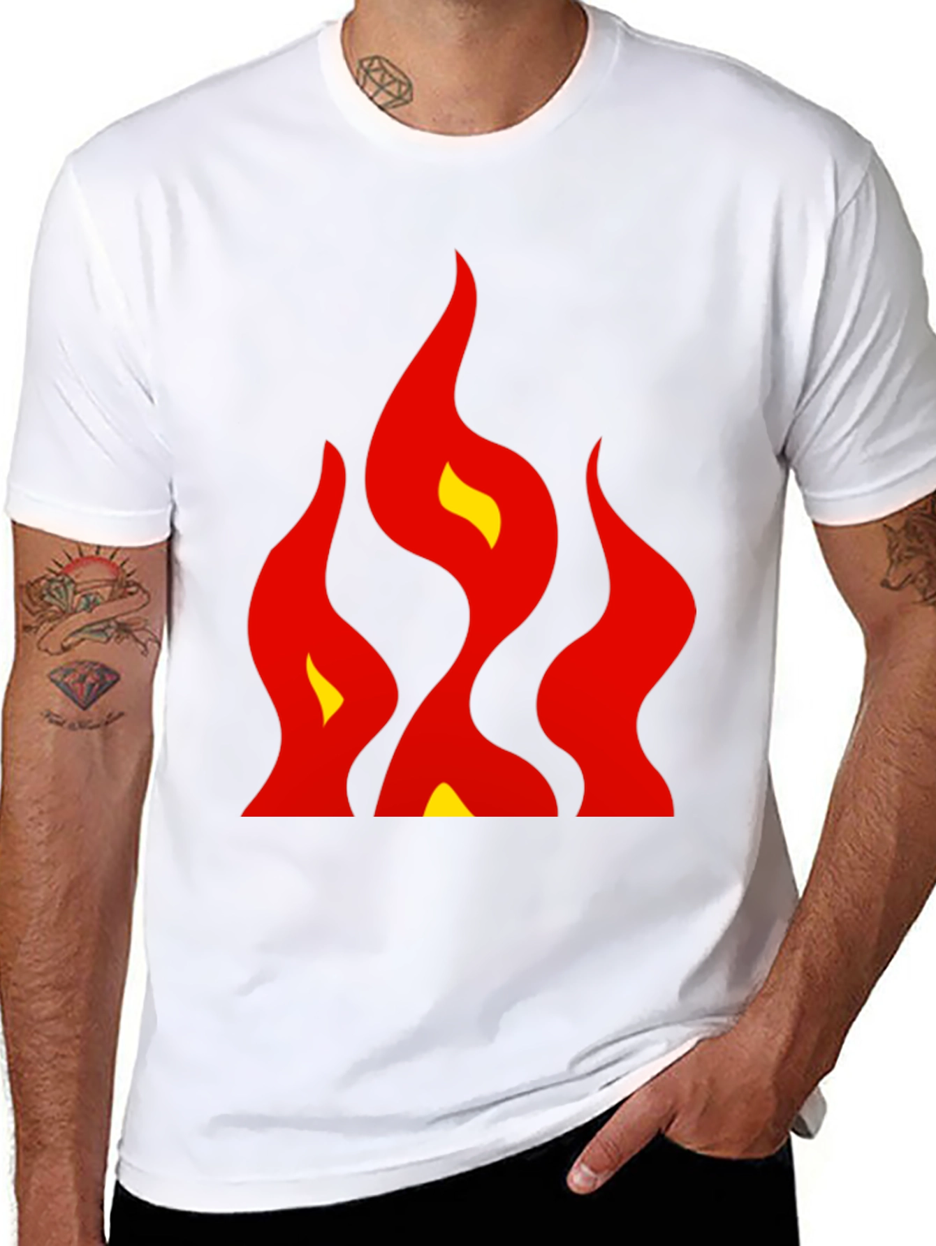 Bold Flames Graphic Tee - Black Cotton
