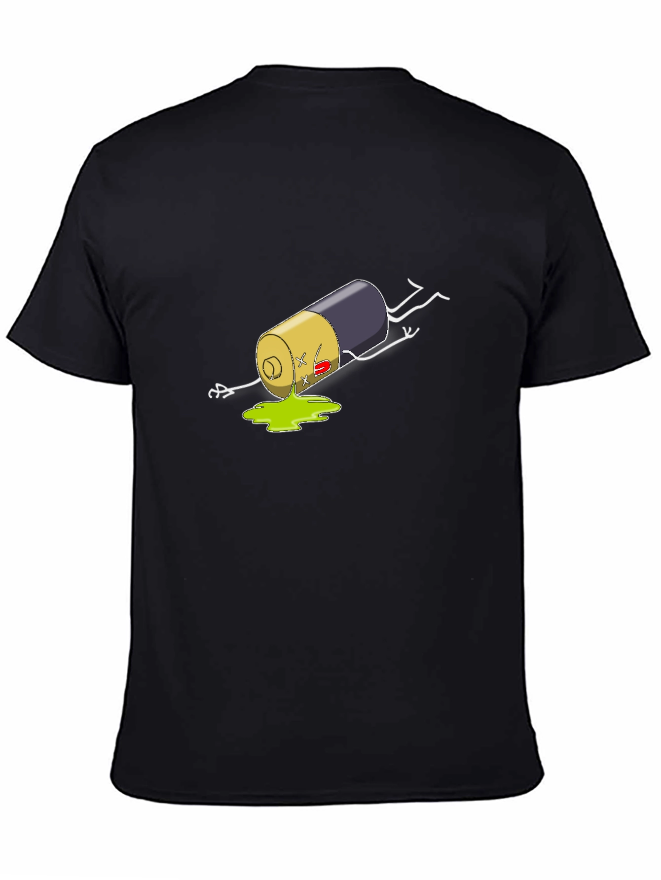 Humorous Battery Graphic T-Shirt - Black