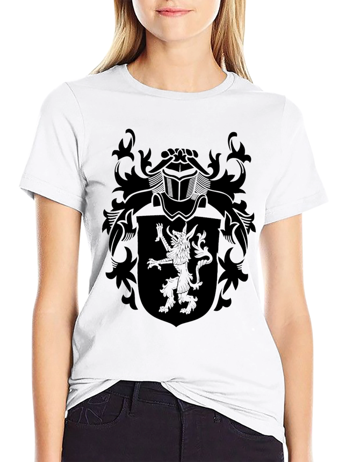 Black Heraldic Lion Crest T-Shirt