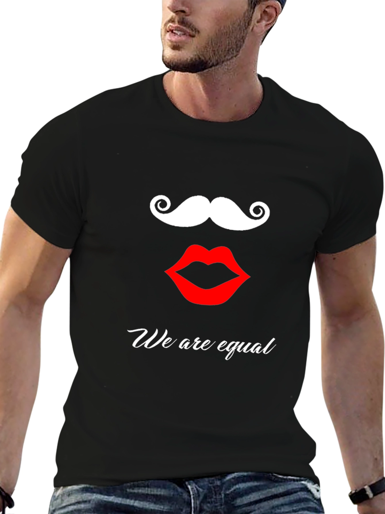 Equality Graphic Tee - Moustache and Lips Design