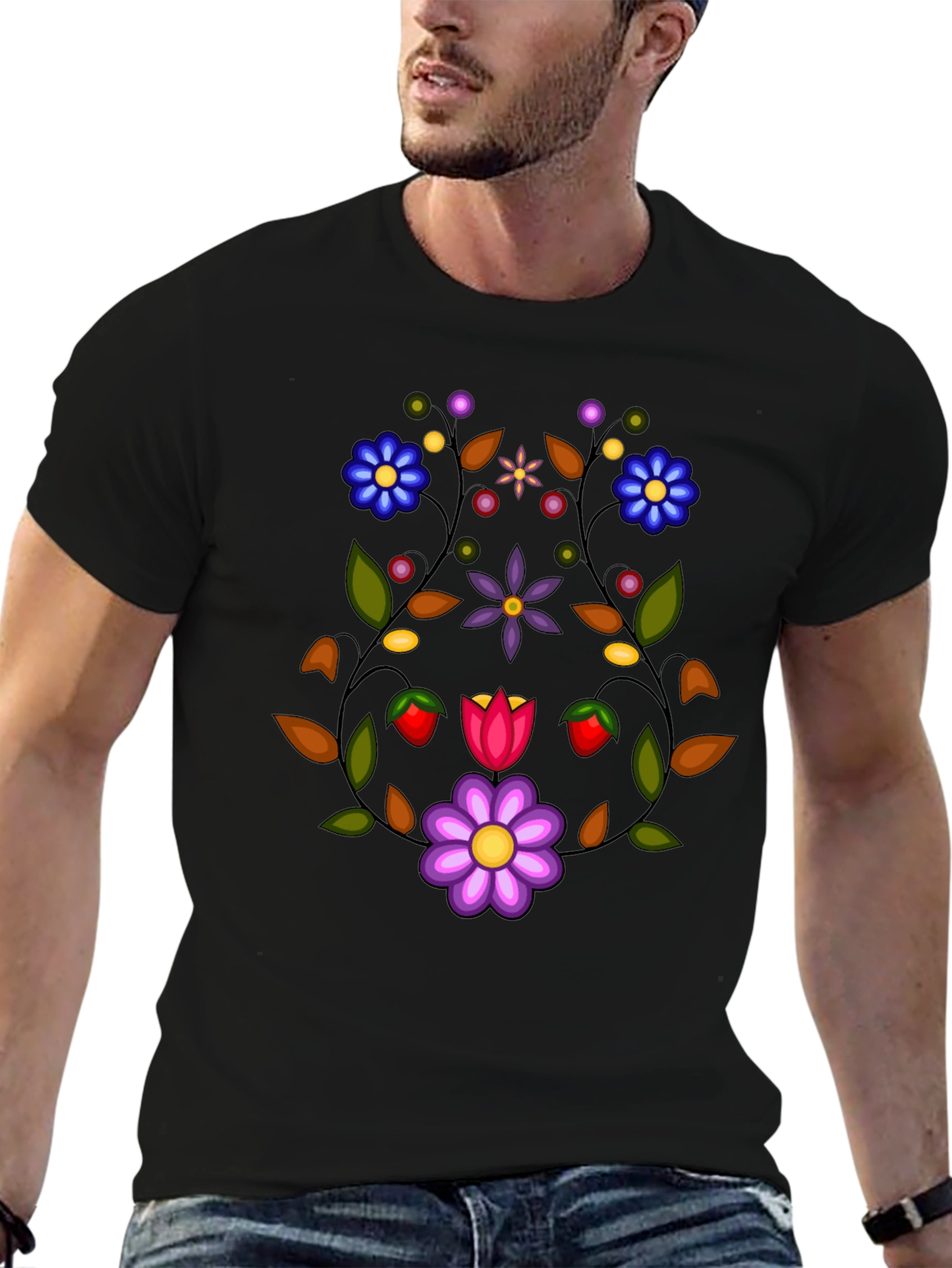 Floral Black T-Shirt