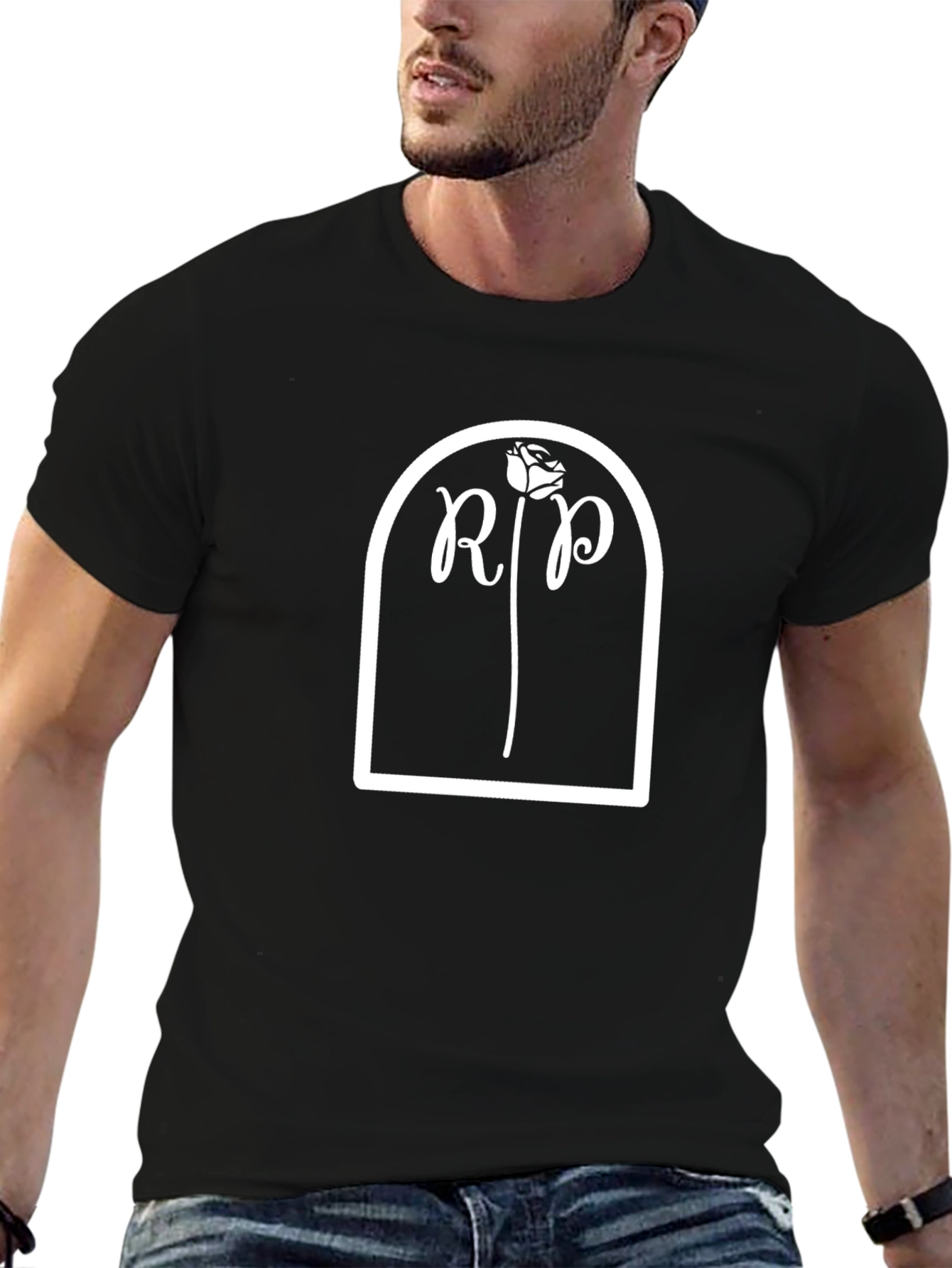 RIP Tombstone Graphic Tee - Black Cotton T-Shirt