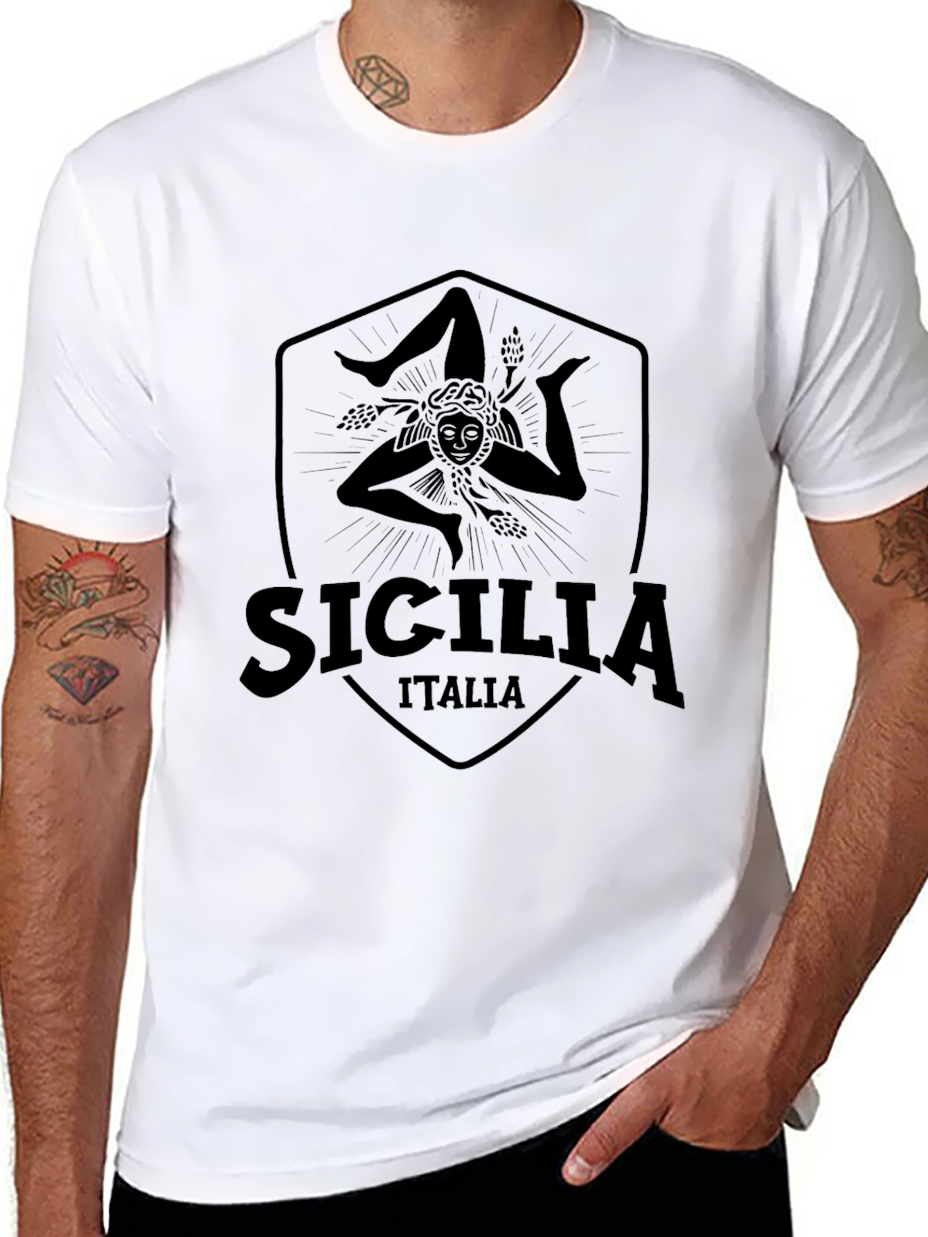 Sicilia Italia T-Shirt - Mens Black Tee