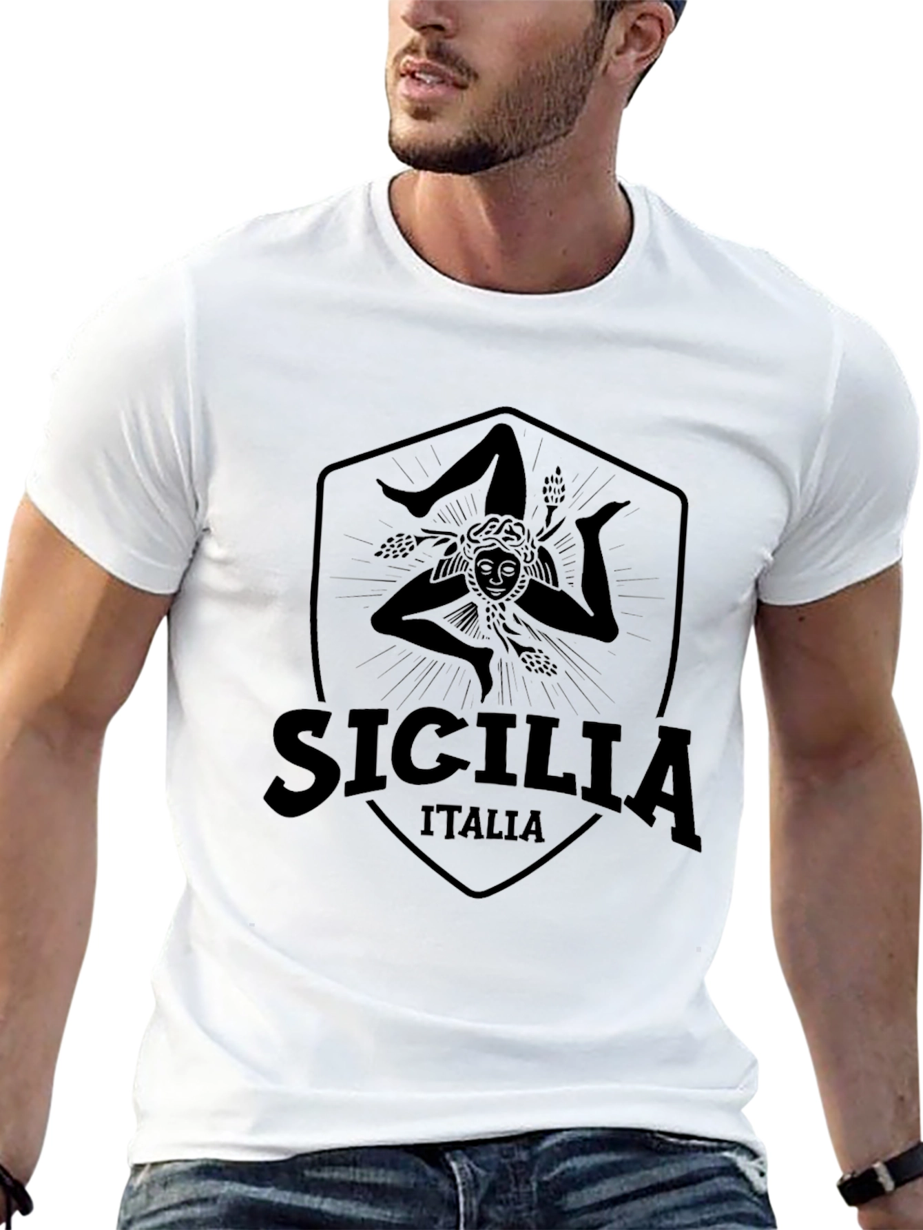 Sicilia Italia T-Shirt - Mens Black Tee