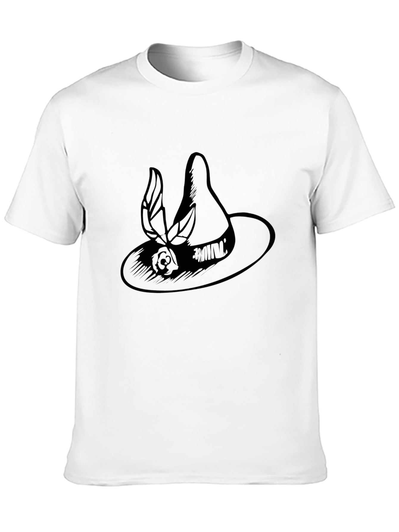 Elegant Hat Graphic Black Tee - Unisex Fashion
