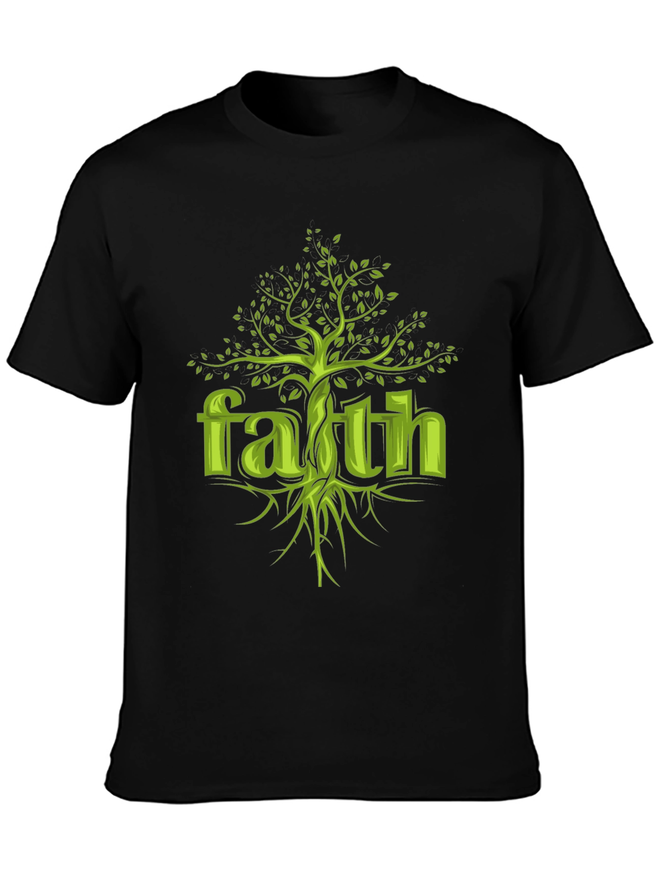 Faith Tree Graphic Tee - Unisex Black Cotton T-Shirt