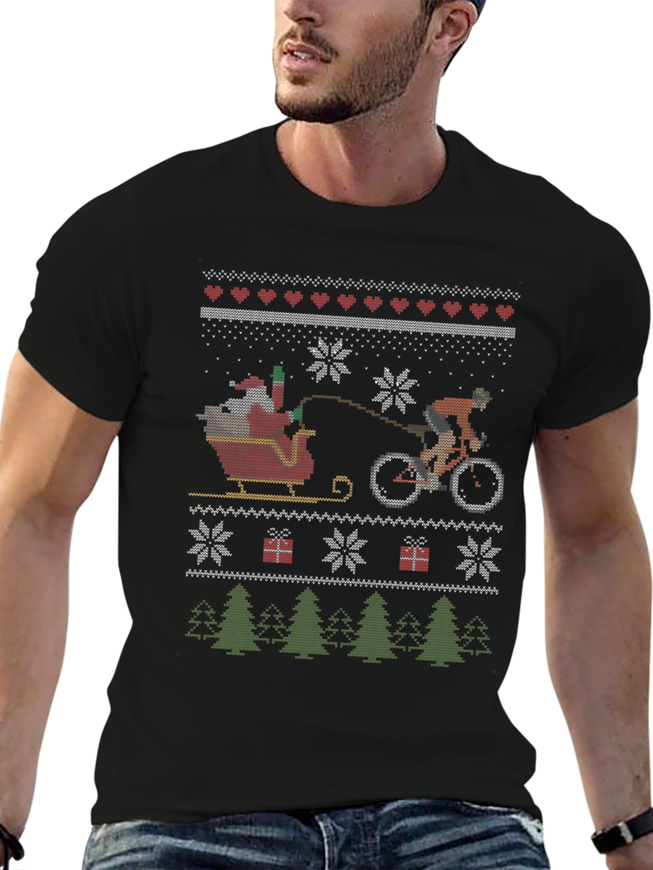 Cycling Santa Christmas T-Shirt