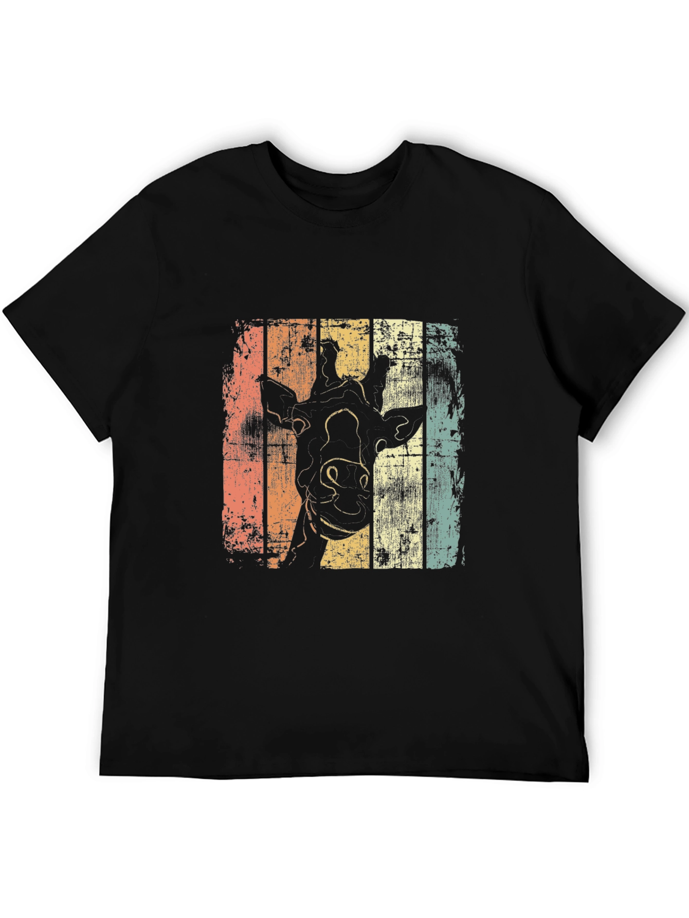 Retro Giraffe Graphic Tee - Black Casual Shirt