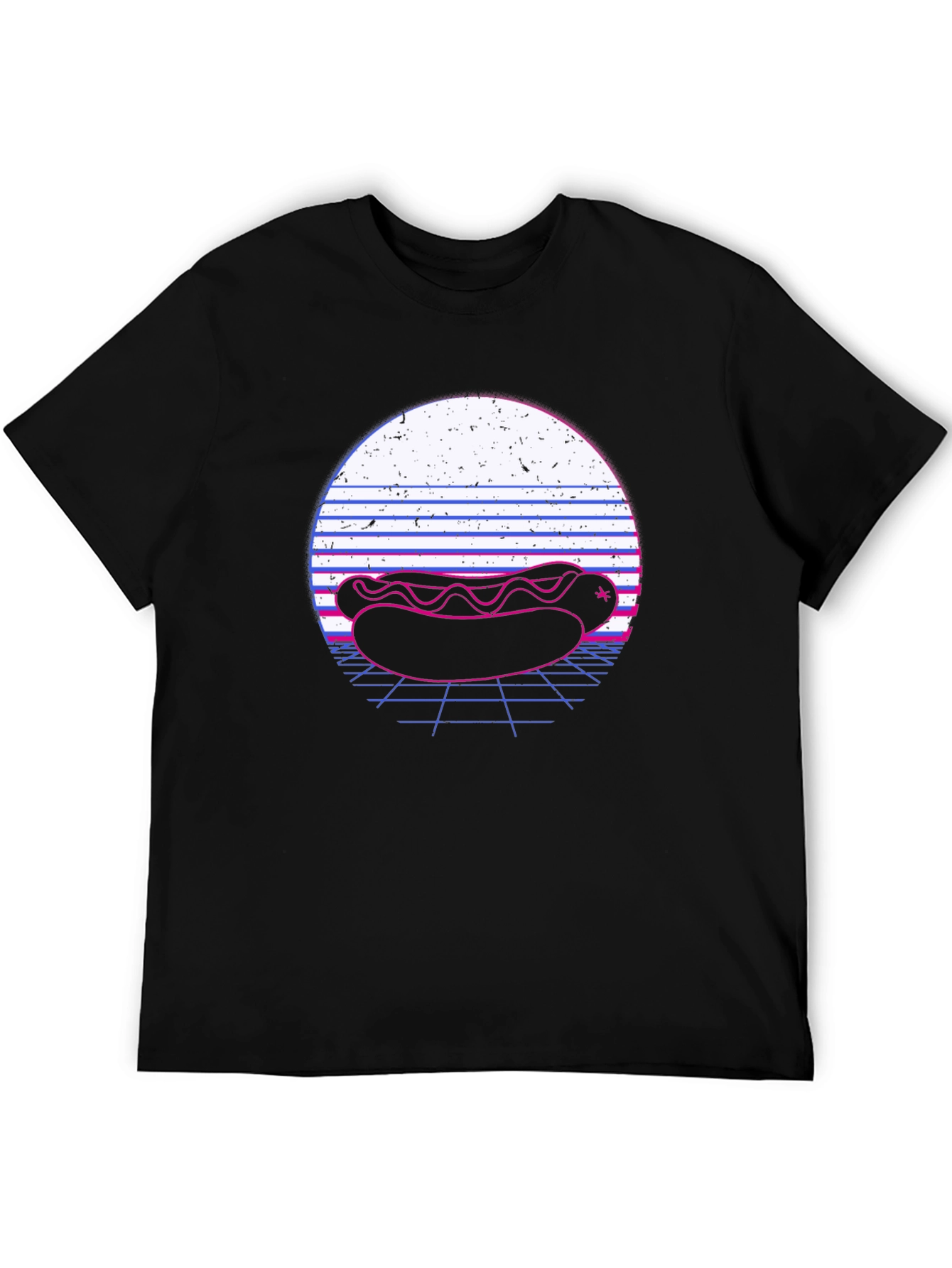 Retro Hotdog Graphic Tee - Black Cotton T-Shirt