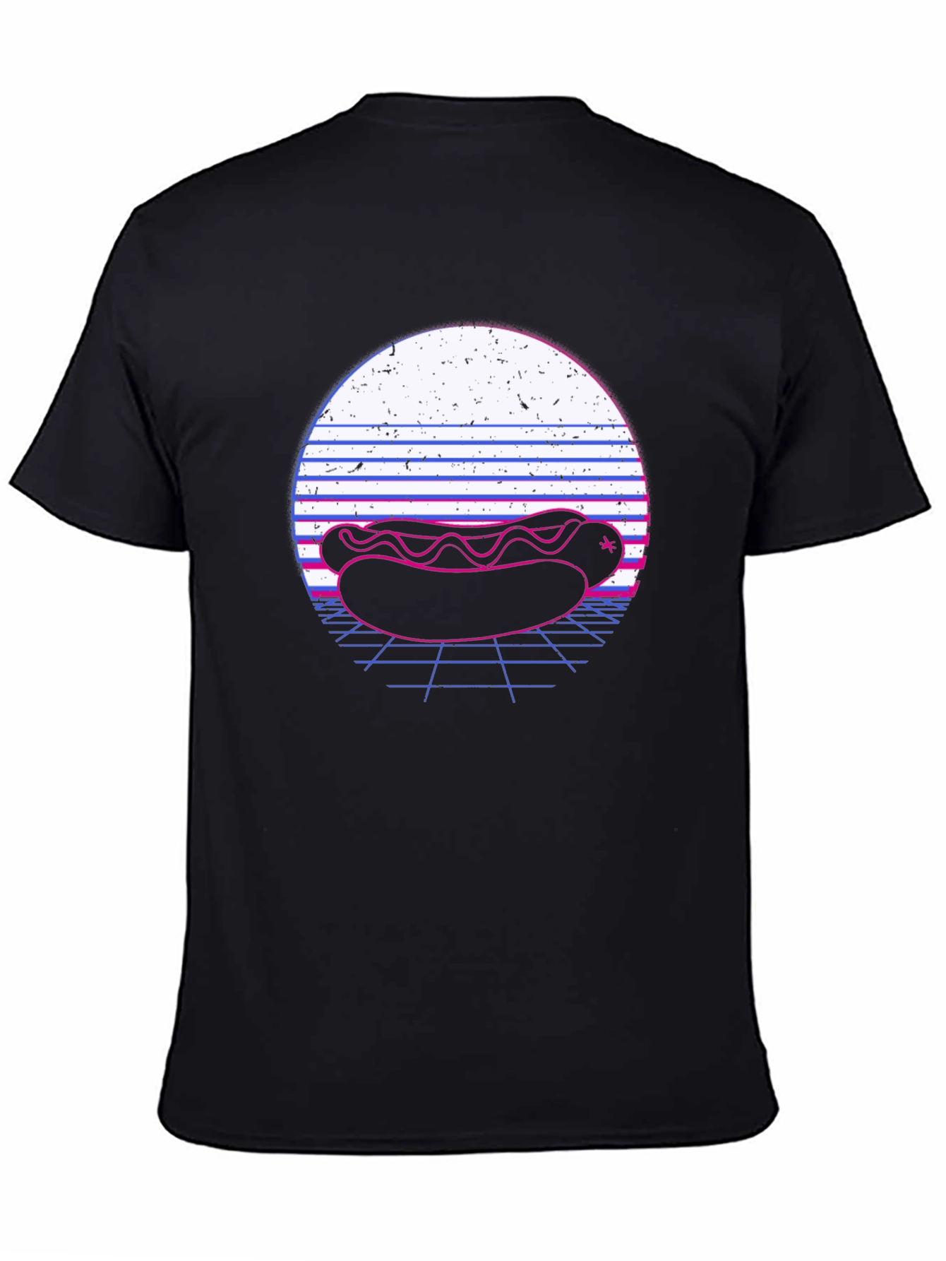 Retro Hotdog Graphic Tee - Black Cotton T-Shirt