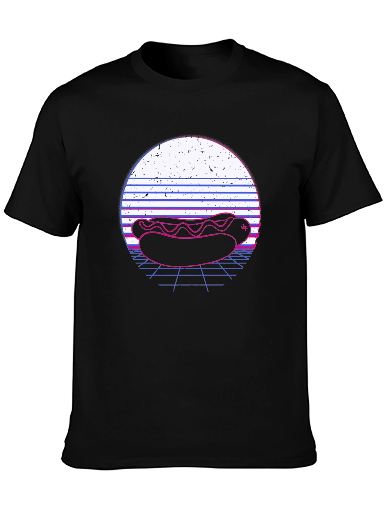 Retro Hotdog Graphic Tee - Black Cotton T-Shirt