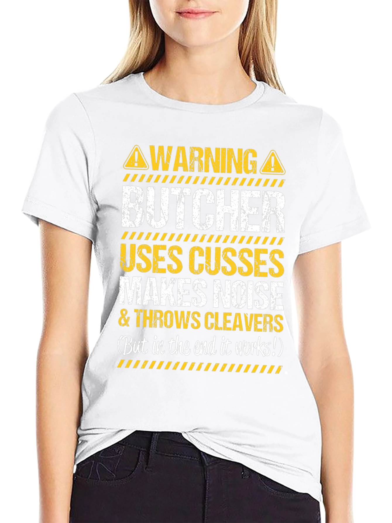 Warning Butcher Graphic T-Shirt - Funny Meat Cutter Tee
