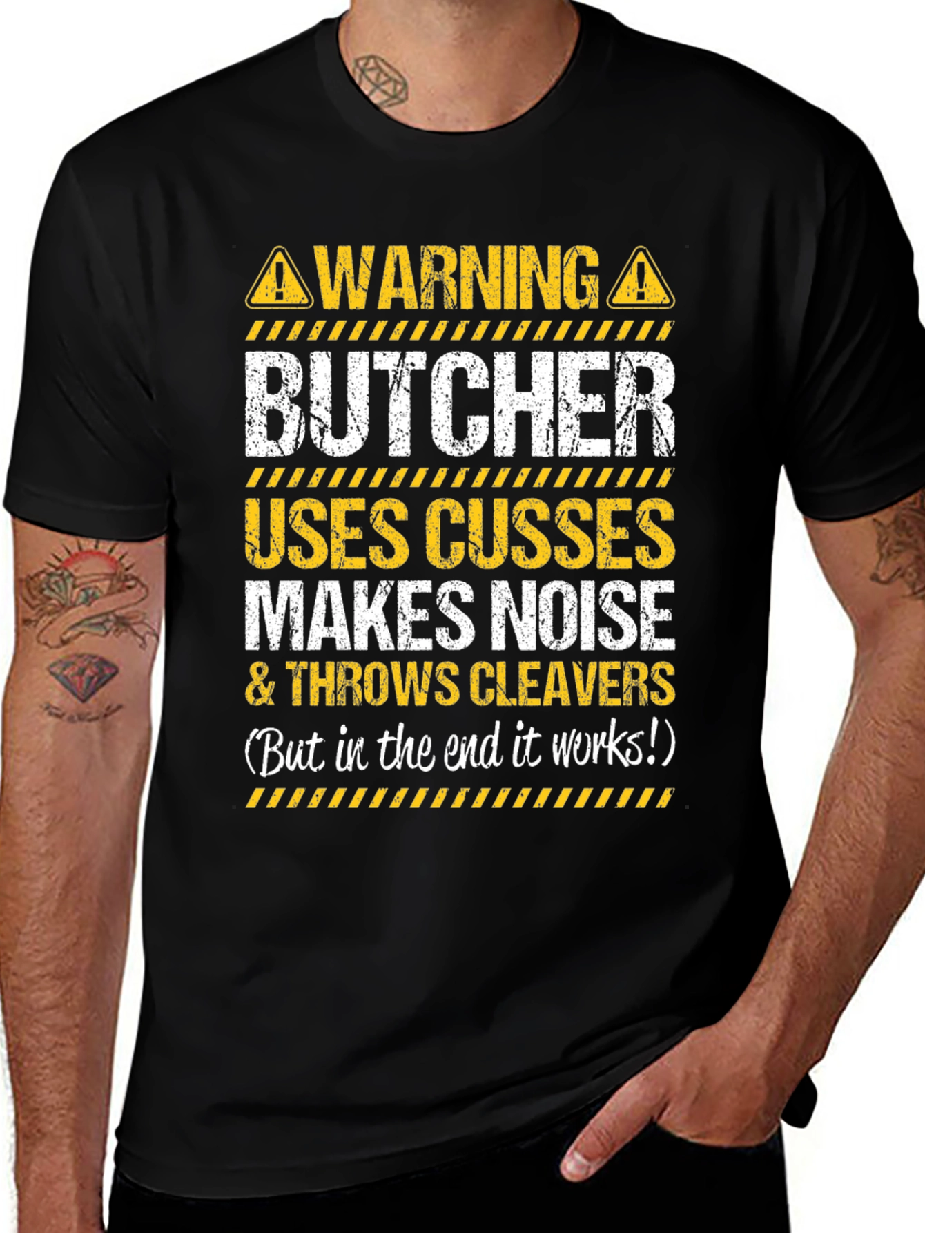 Warning Butcher Graphic T-Shirt - Funny Meat Cutter Tee