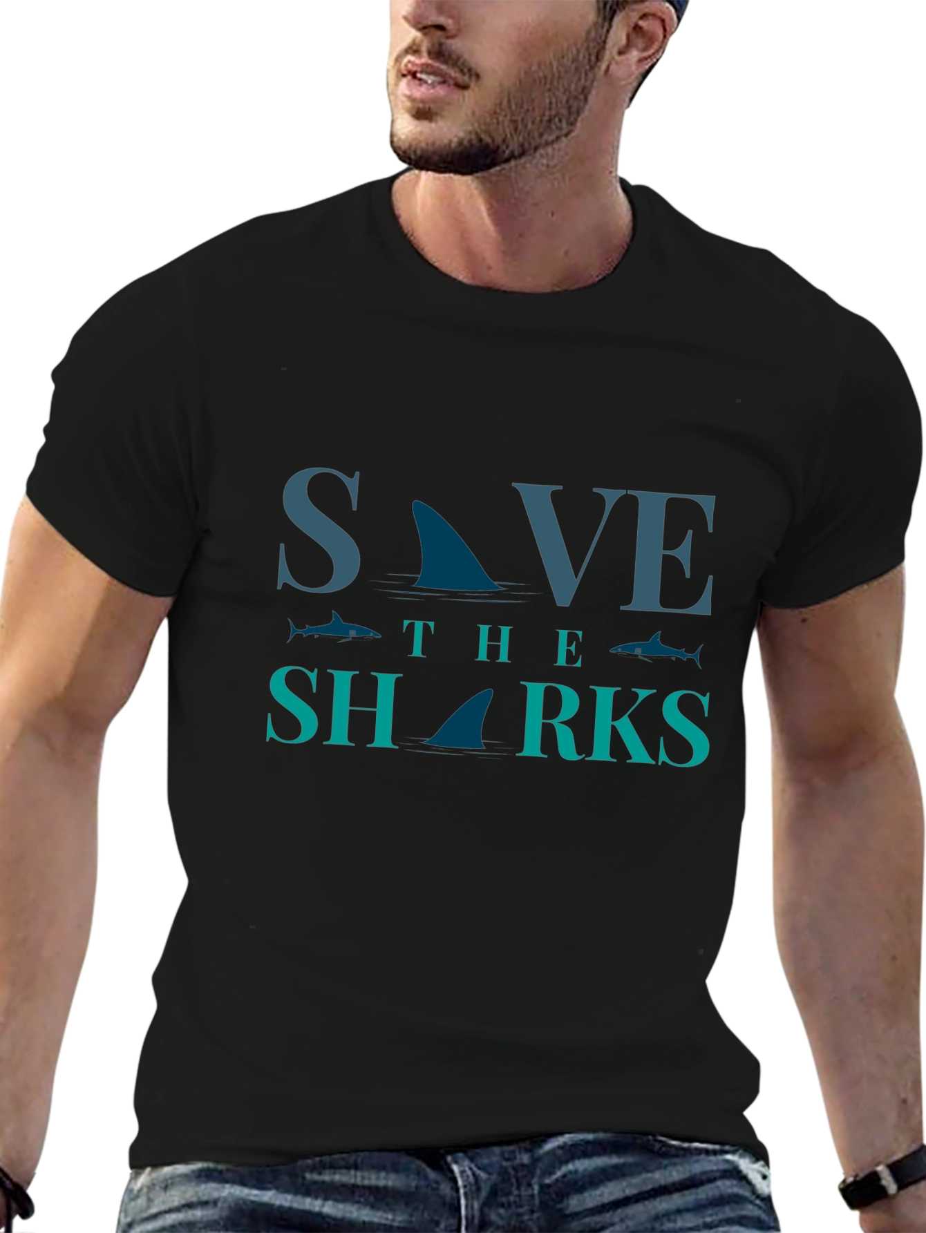 Save the Sharks Graphic Tee - Eco-Friendly Fashion