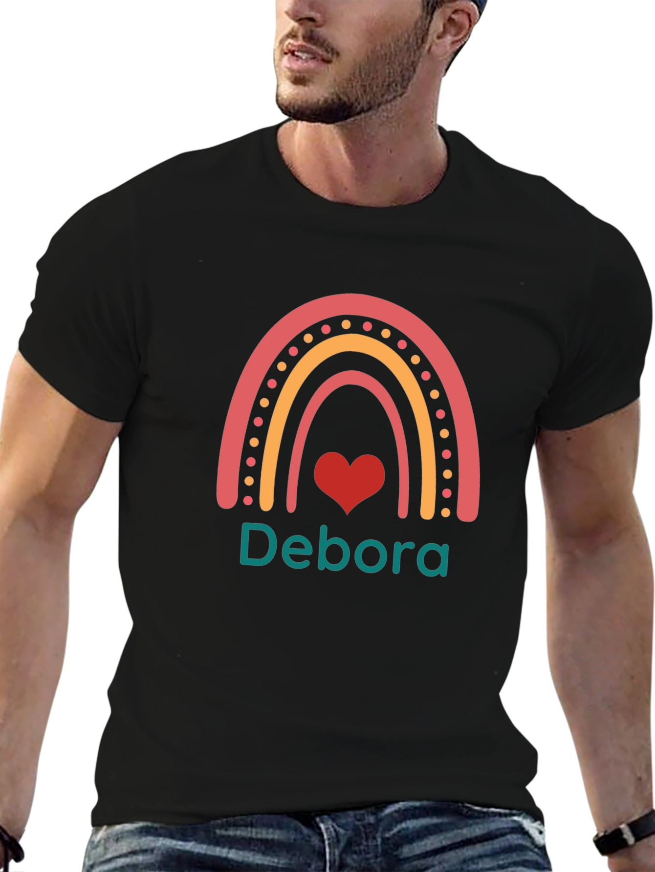 Debora Rainbow Heart Personalized T-Shirt