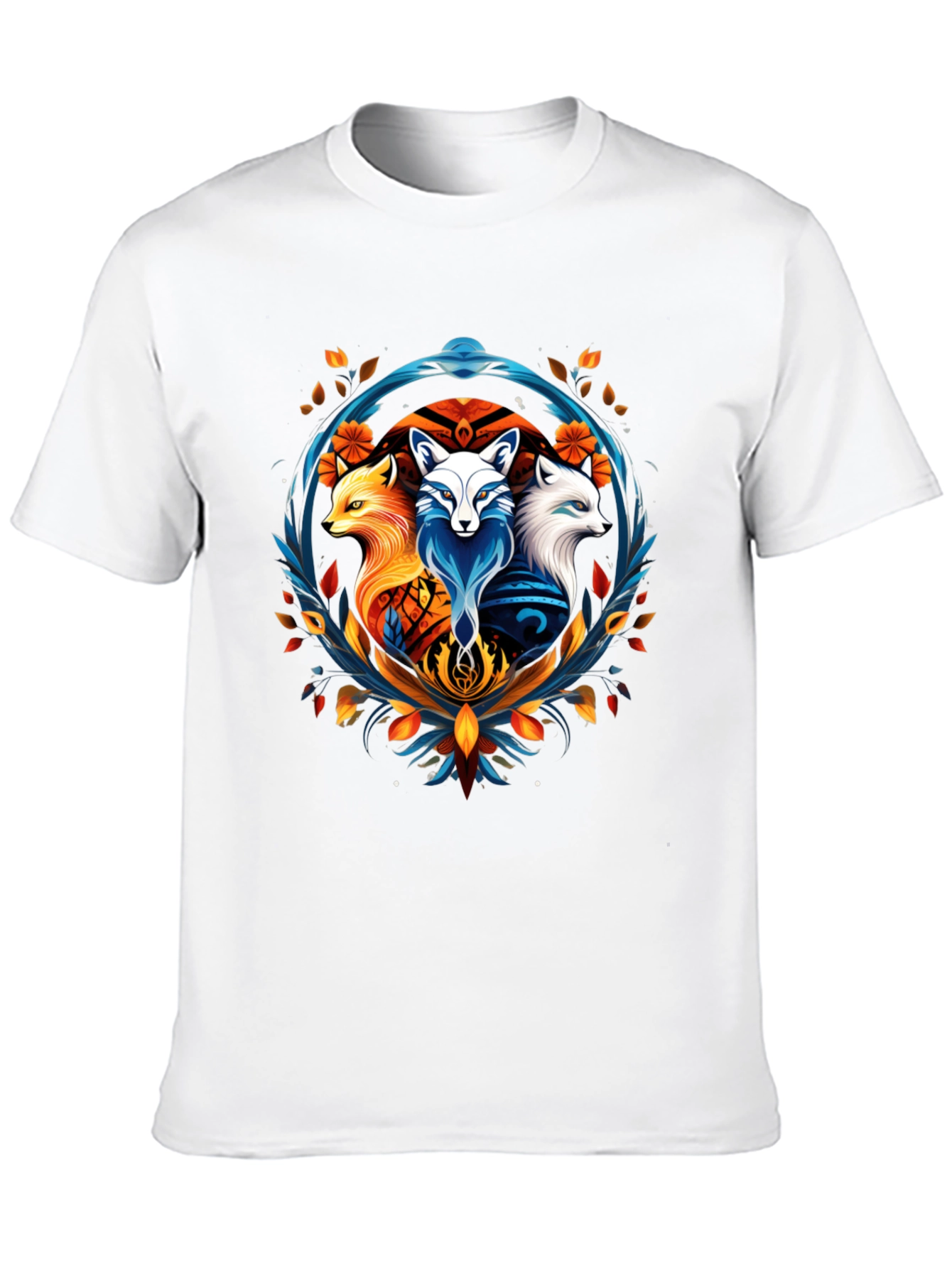Fox Trio Graphic Tee - Stylish Animal Design T-Shirt