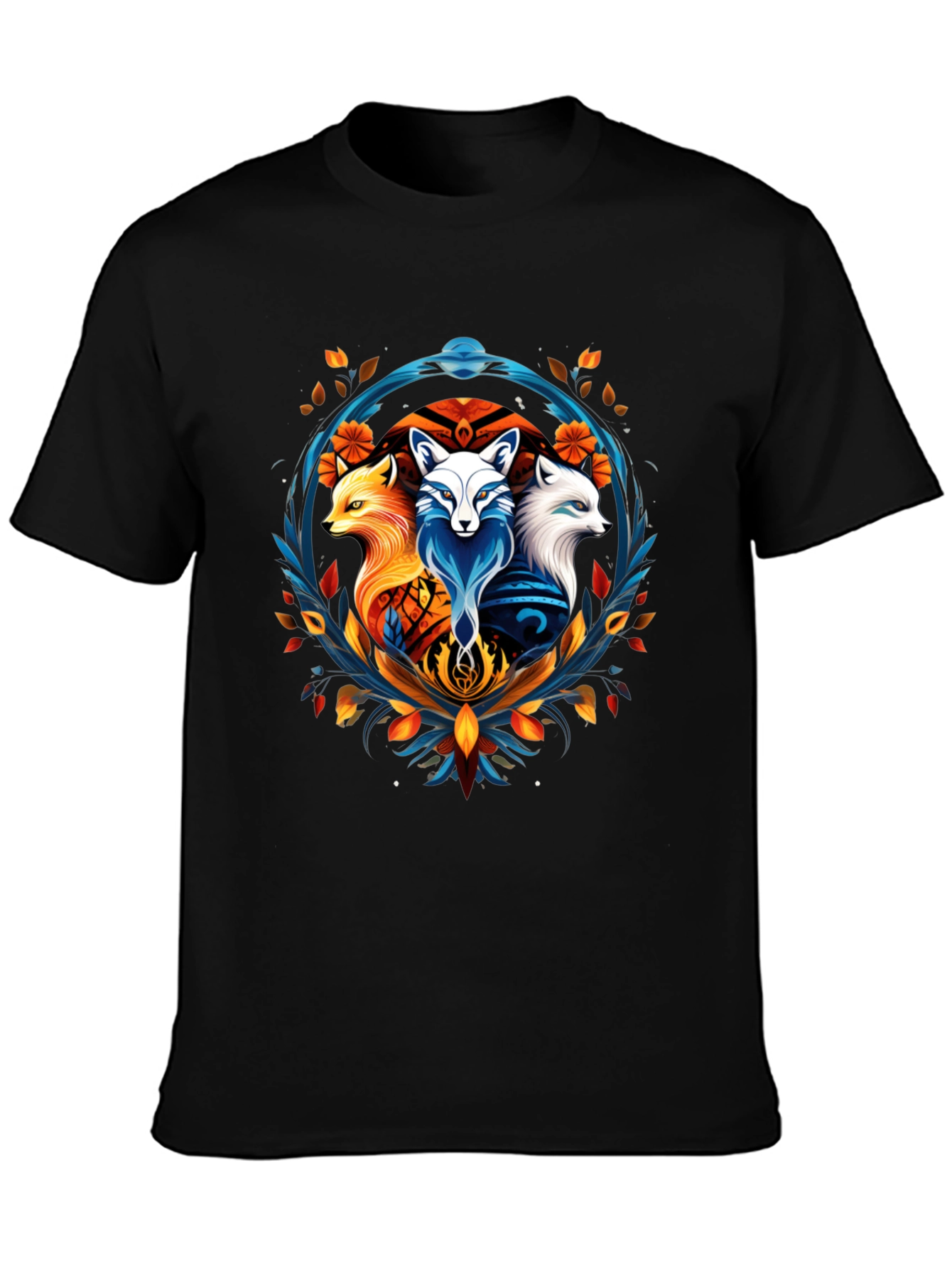 Fox Trio Graphic Tee - Stylish Animal Design T-Shirt