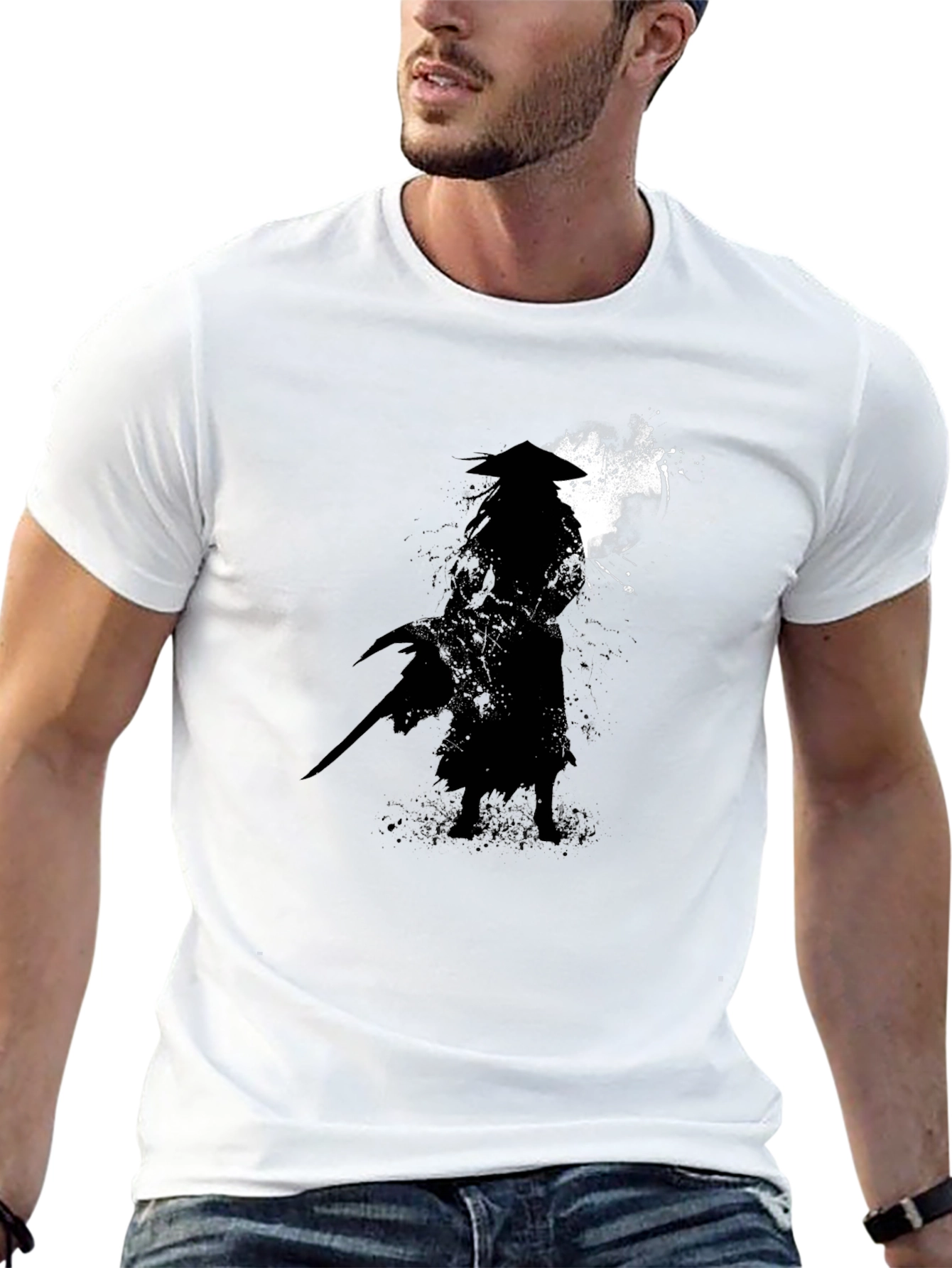 Samurai Silhouette Graphic T-Shirt - Classic Black Tee