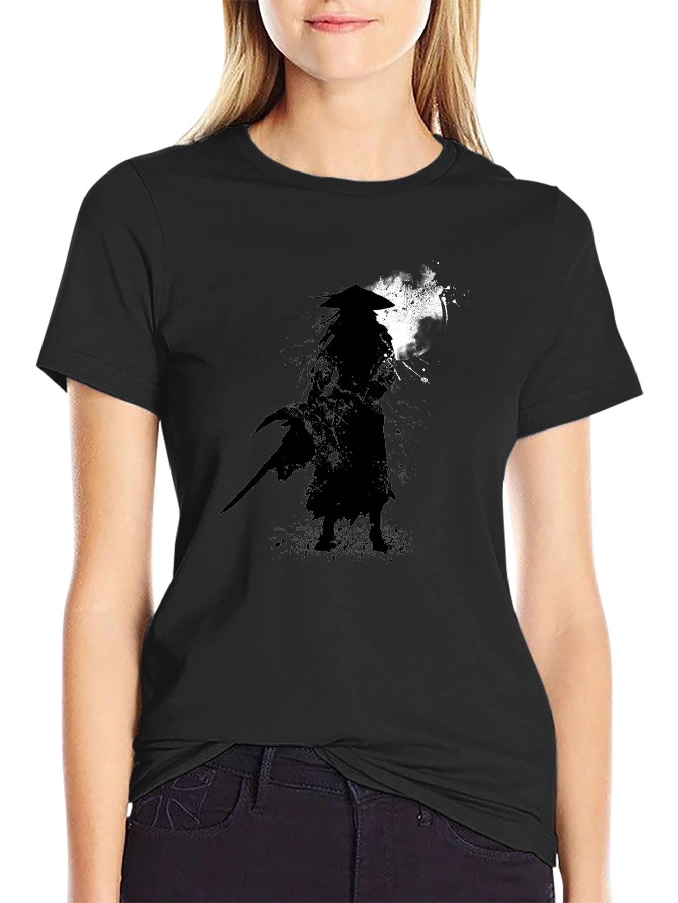 Samurai Silhouette Graphic T-Shirt - Classic Black Tee