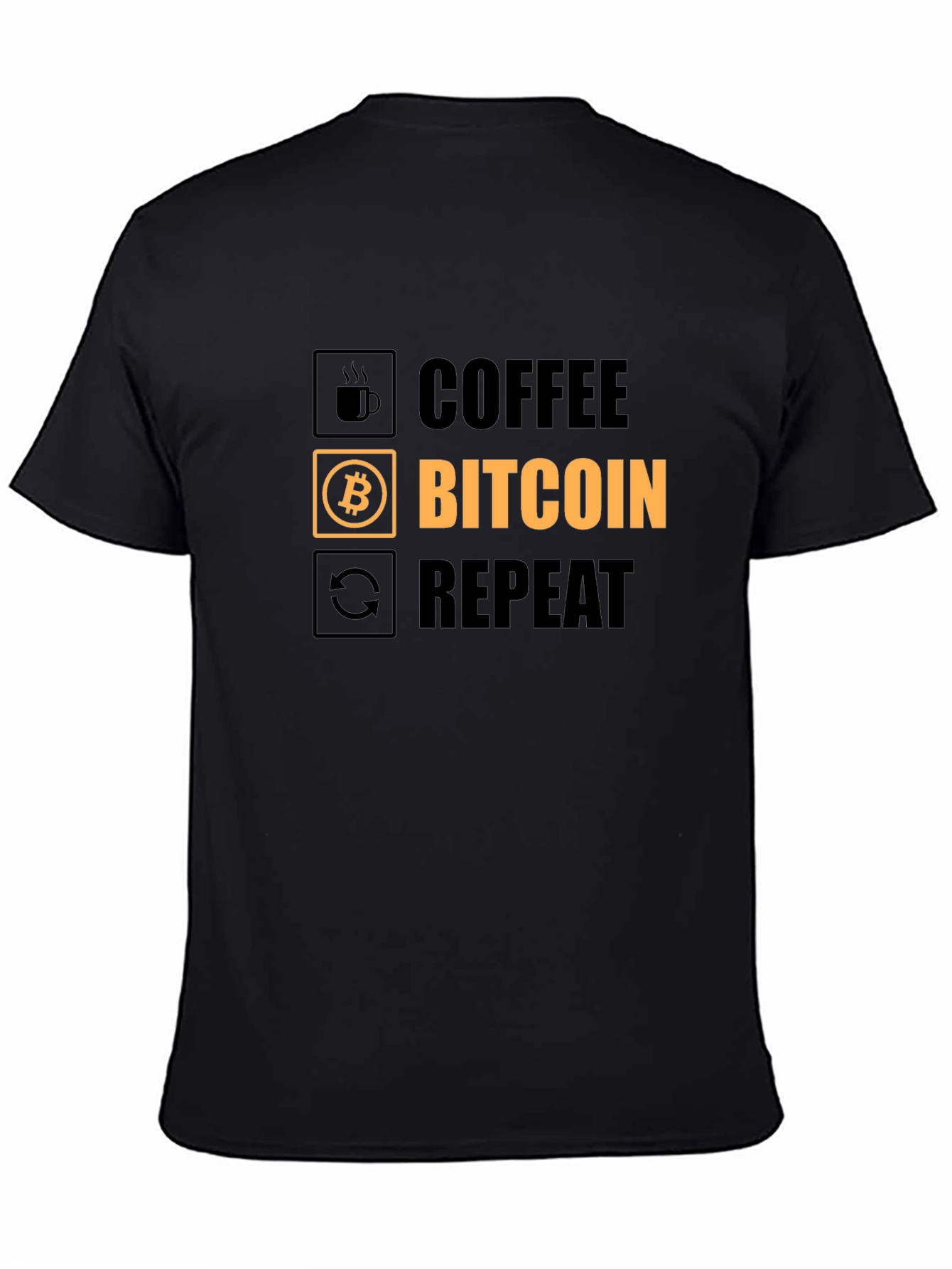 Coffee Bitcoin Repeat Graphic Tee - Crypto T-Shirt